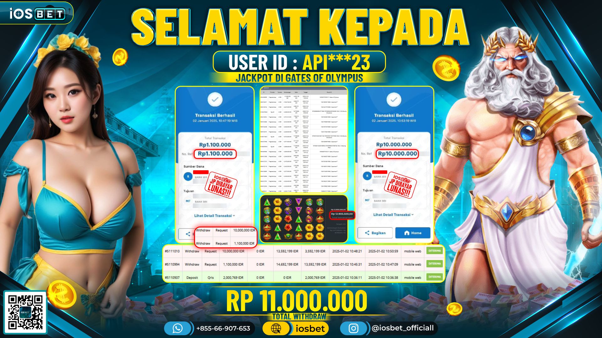 Bukti Pembayaran LUNAS SLOT GAME GACOR  Rp.11.000.000
