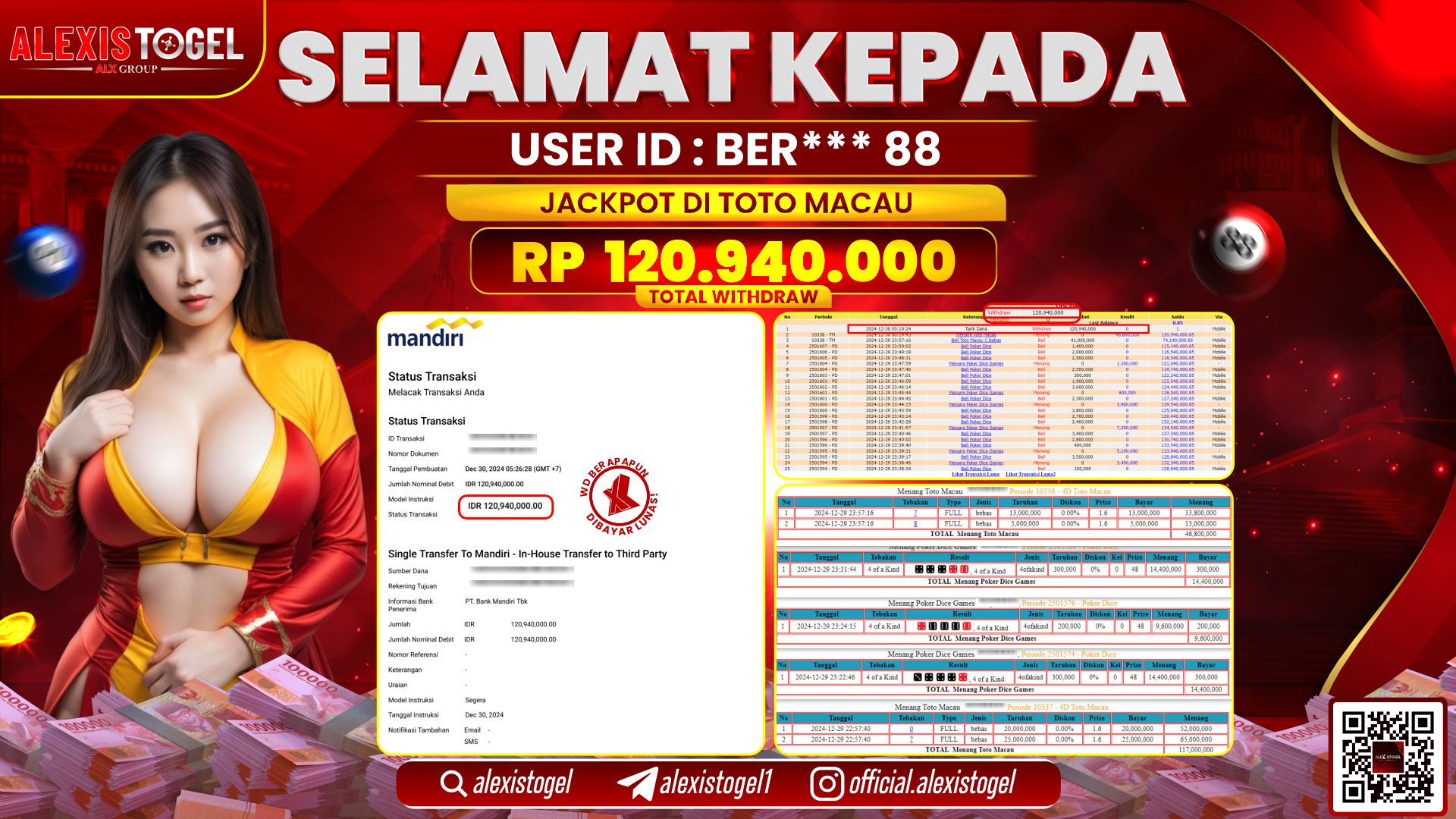 ALEXISTOGEL di TOGEL TOTOMACAU POOLS RP.120.940.000 LUNAS