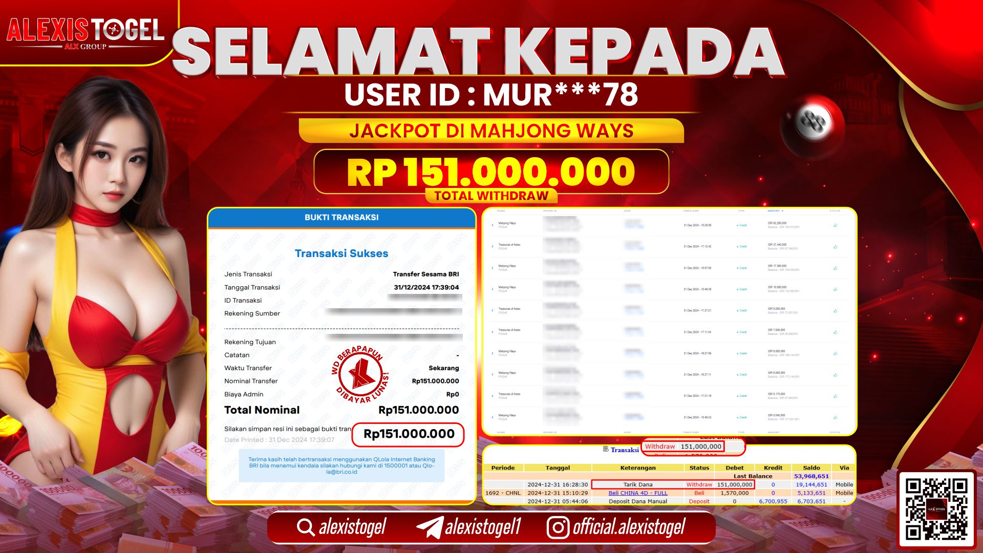 ALEXISTOGEL di SLOT MAHJONG WAYS RP.151.000.000 LUNAS