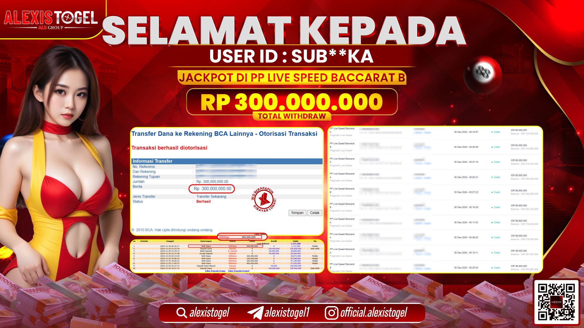 ALEXISTOGEL di PP LIVE SPEED BACCARAT RP.300.000.000 LUNAS