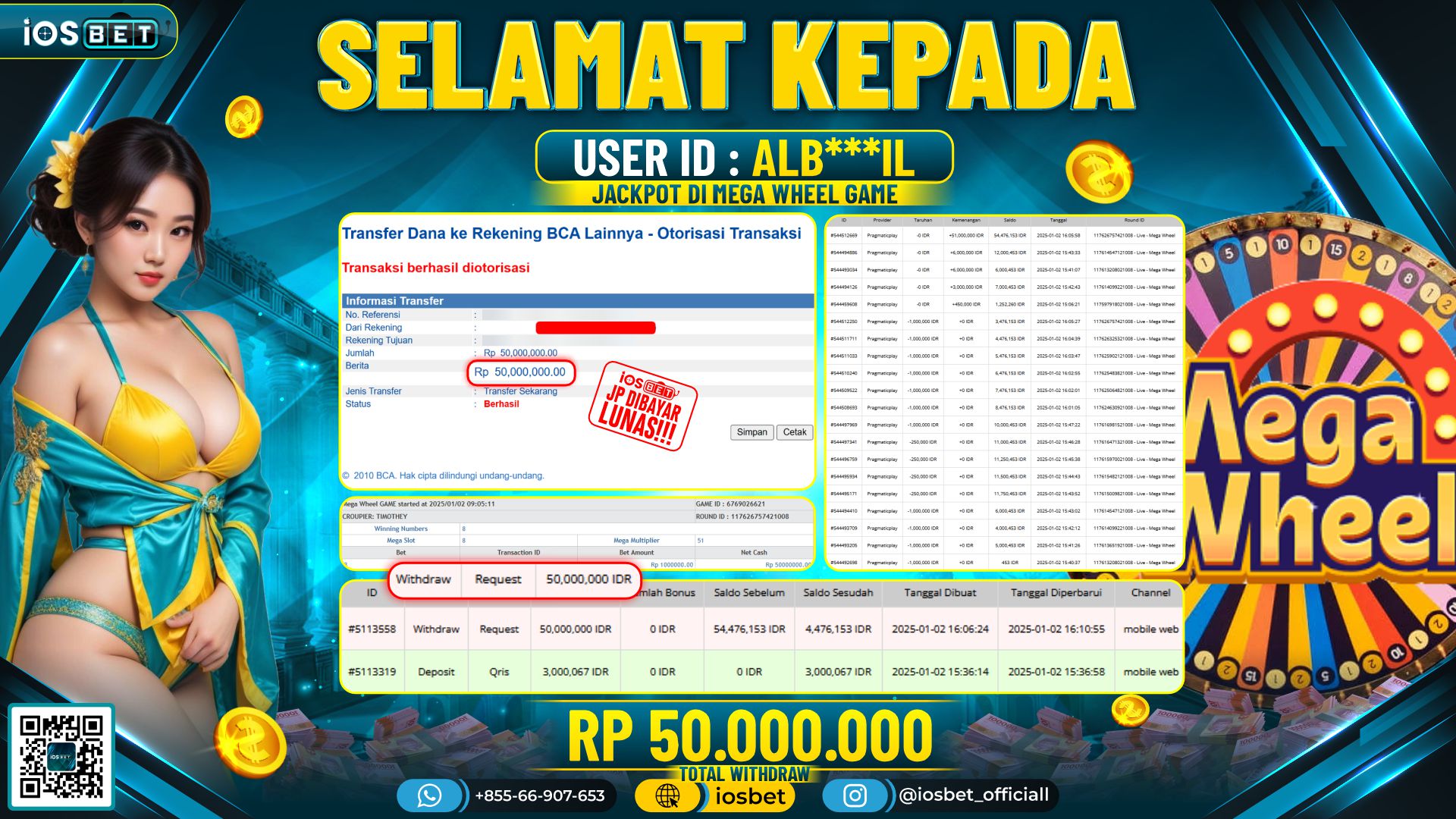 Bukti Pembayaran LUNAS SLOT GAME GACOR  Rp.50.000.000