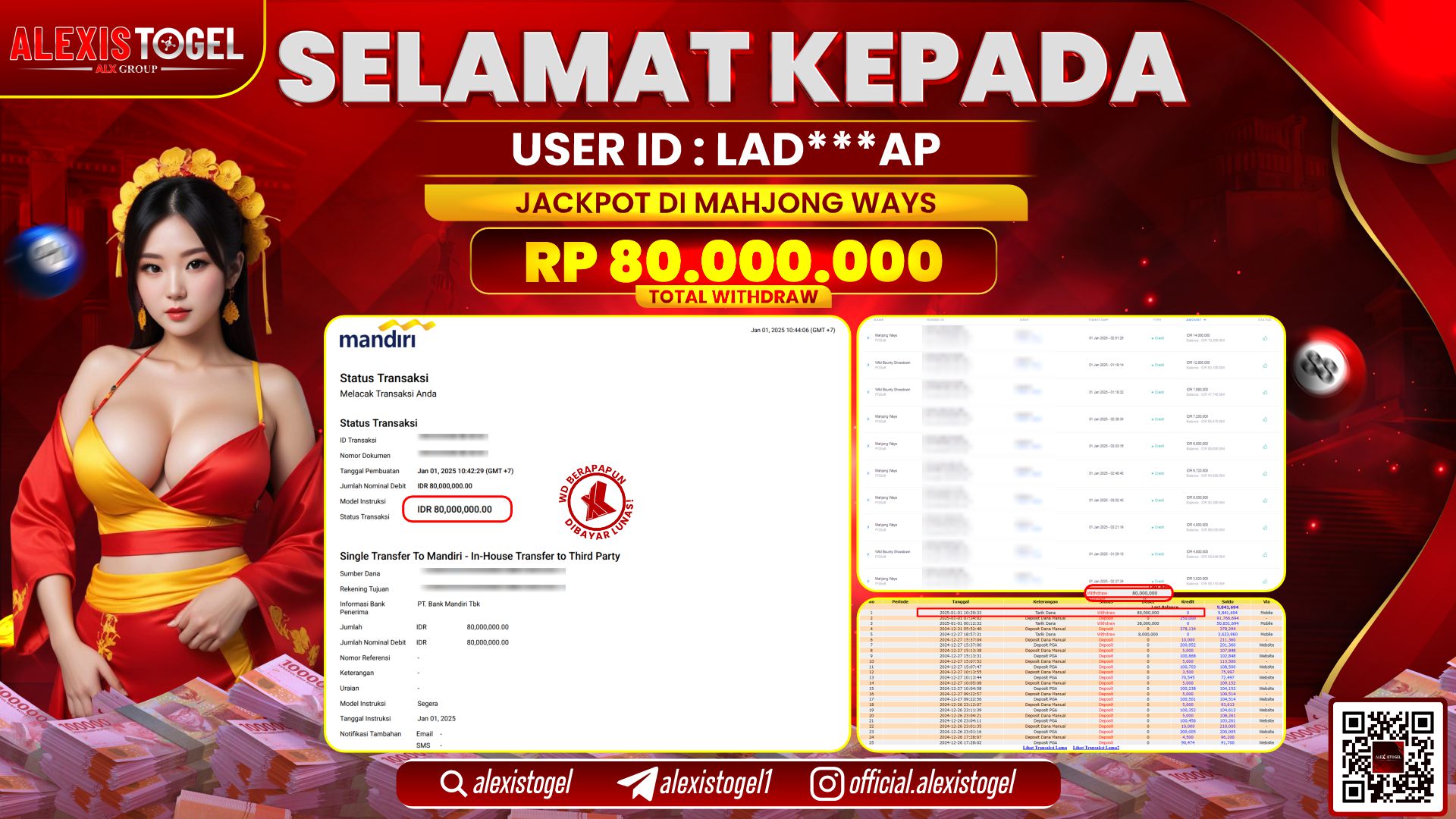 ALEXISTOGEL di SLOT SLOT MAHJONG WAYS RP.80.000.000 LUNAS