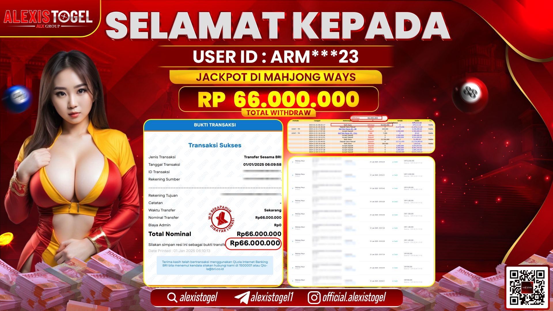 ALEXISTOGEL di SLOT SLOT MAHJONG WAYS RP.66.000.000 LUNAS