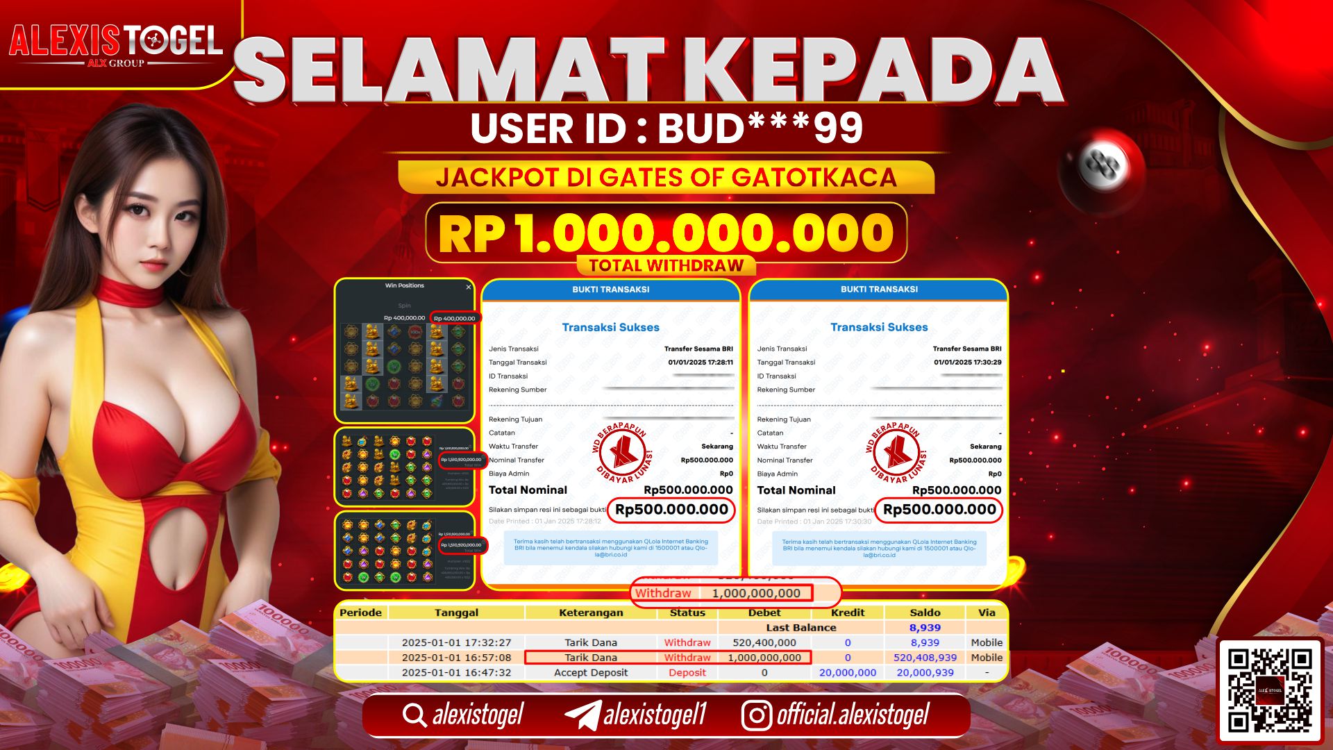 ALEXISTOGEL di SLOT GATES OF GATOTKACA RP.1.000.000.000 LUNAS