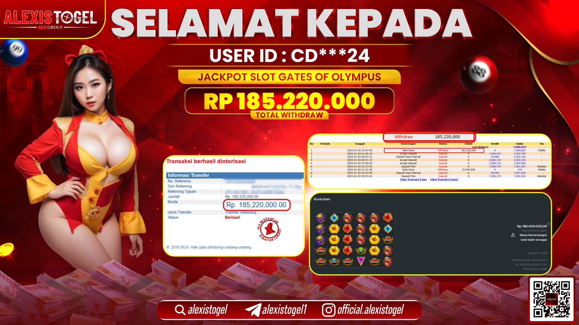 ALEXISTOGEL di SLOT GATES OF OLYMPUS RP.185.220.000 LUNAS