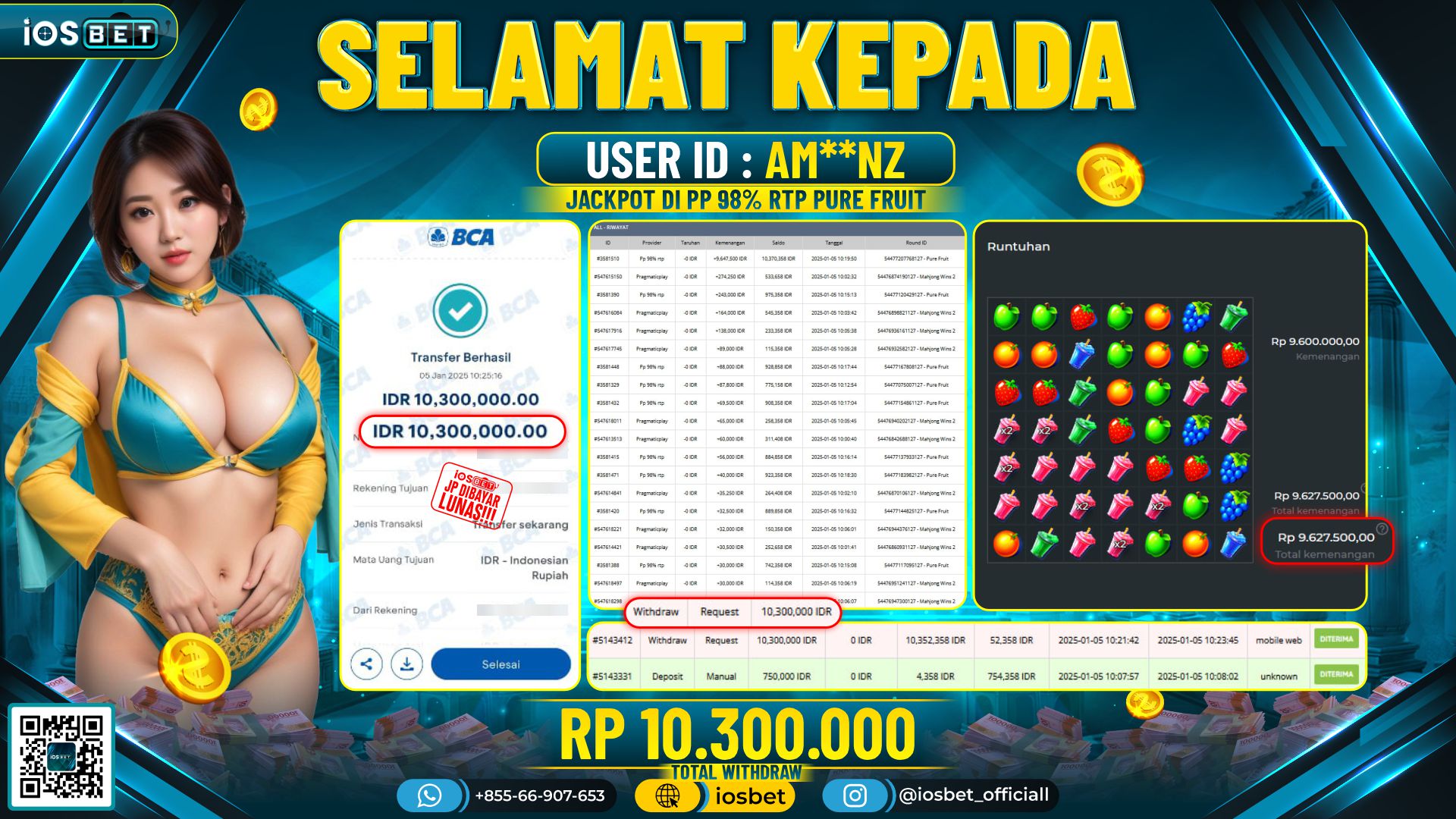 Bukti Pembayaran LUNAS SLOT GAME GACOR  Rp.10.300.000