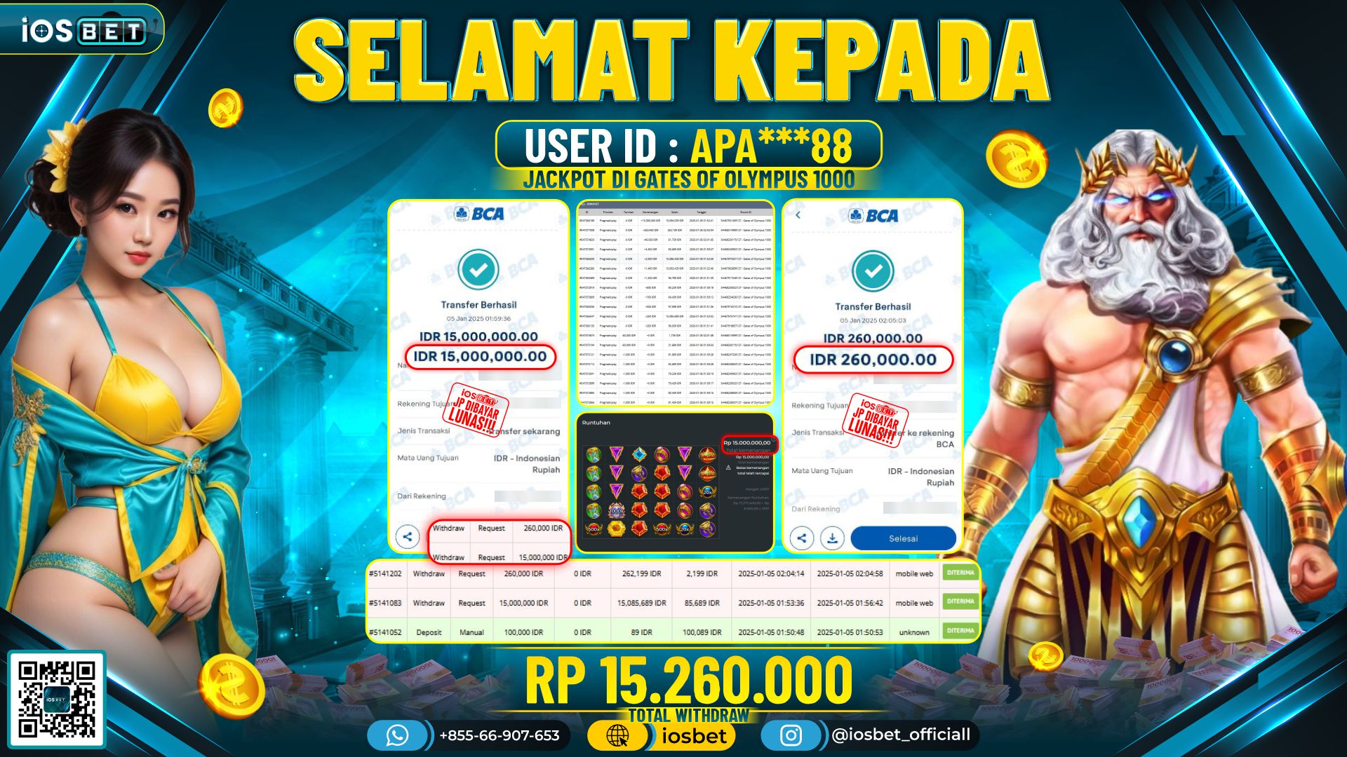 Bukti Pembayaran LUNAS SLOT GAME GACOR  Rp.15.260.000