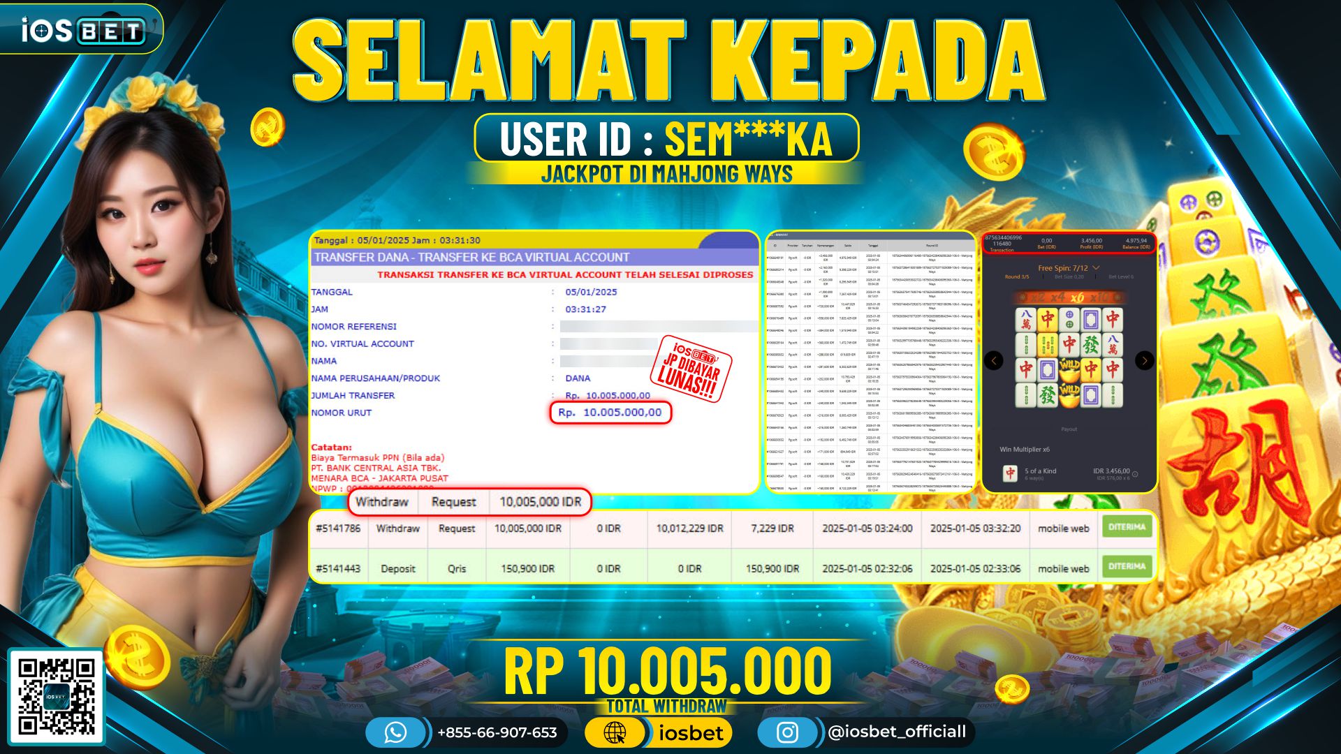 Bukti Pembayaran LUNAS SLOT GAME GACOR  Rp.10.005.000