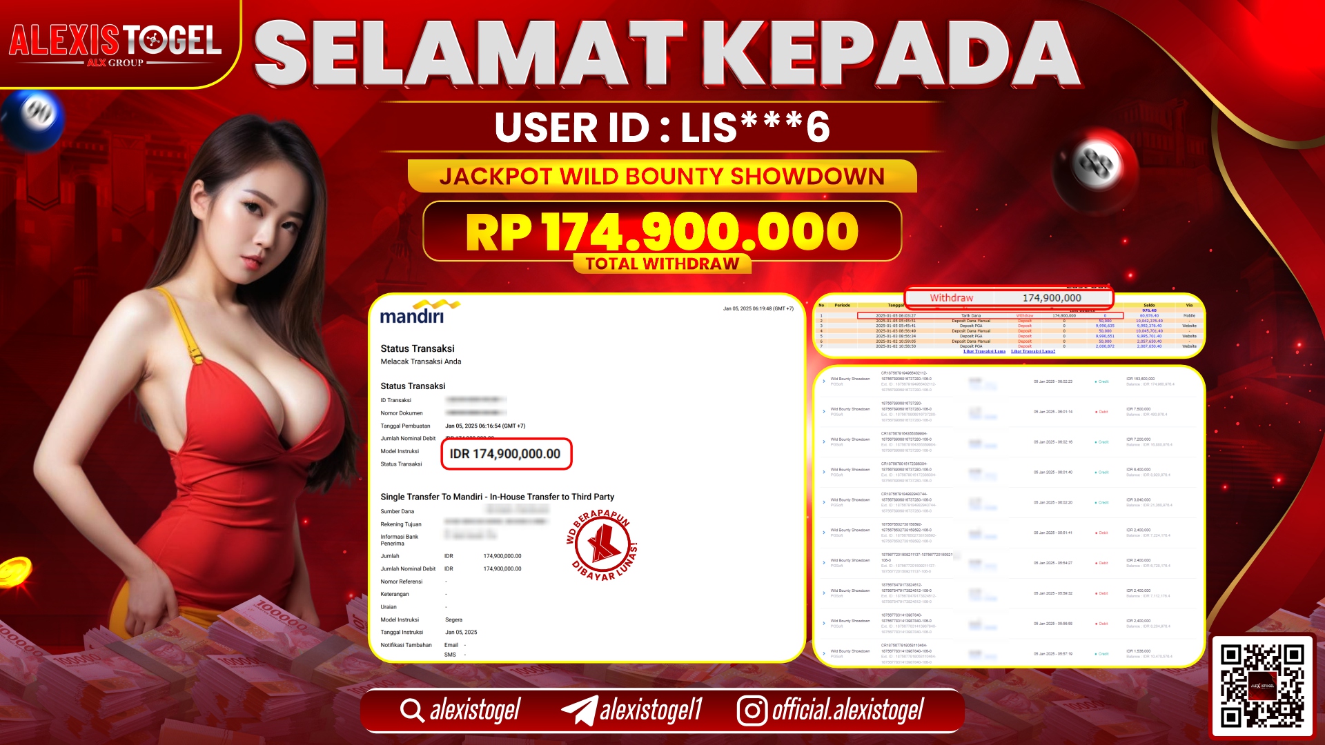 ALEXISTOGEL di SLOT WILD BOUNTY RP.174.900.000 LUNAS