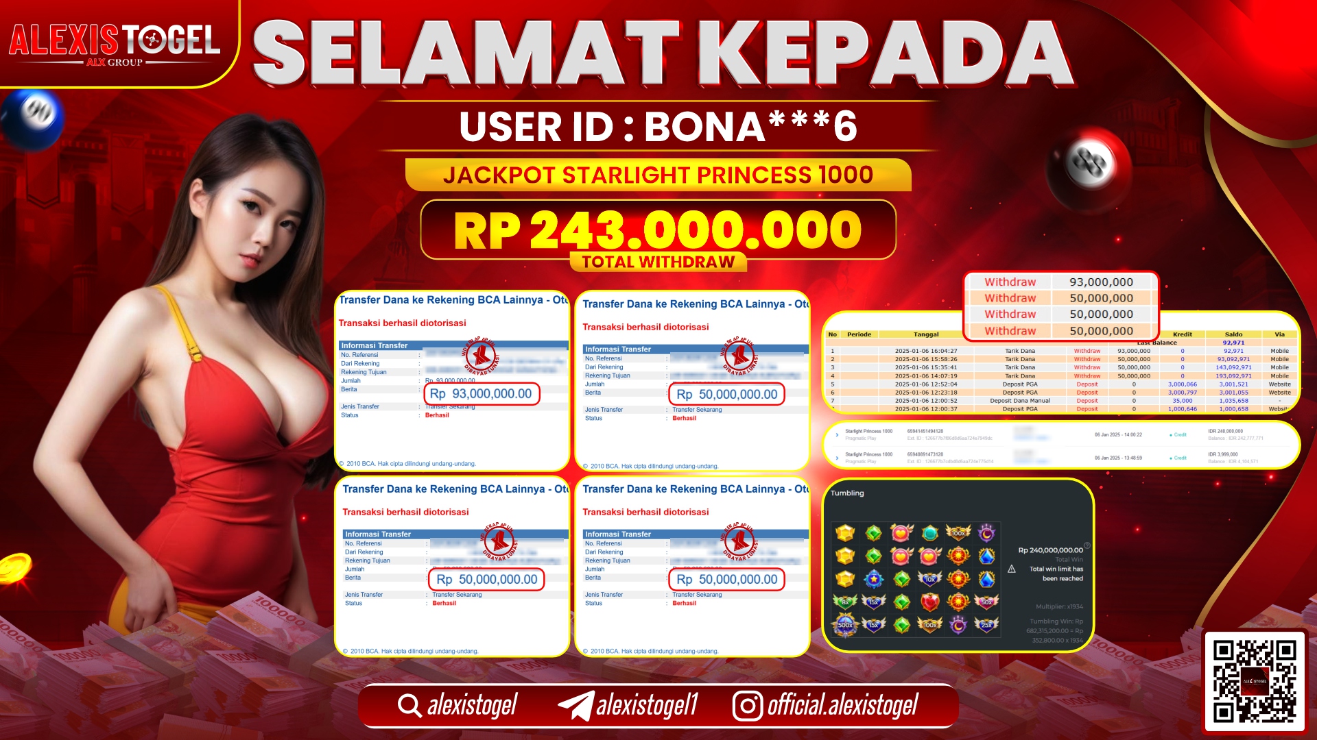 ALEXISTOGEL di SLOT STARLIGHT PRINCESS RP.243.000.000 LUNAS