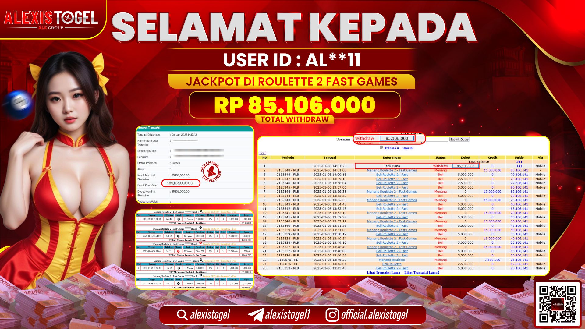 ALEXISTOGEL di CASINO ROULETTE 2FAST RP.85.106.000 LUNAS