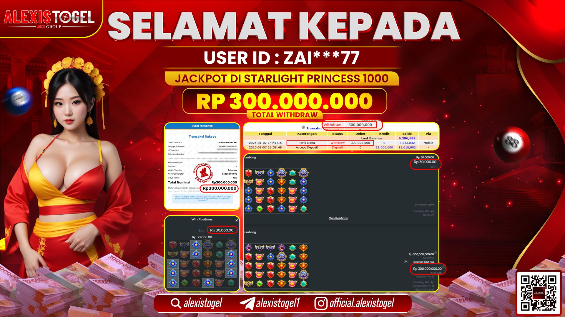 ALEXISTOGEL di SLOT STARLIGHT PRINCESS RP.300.000.000 LUNAS