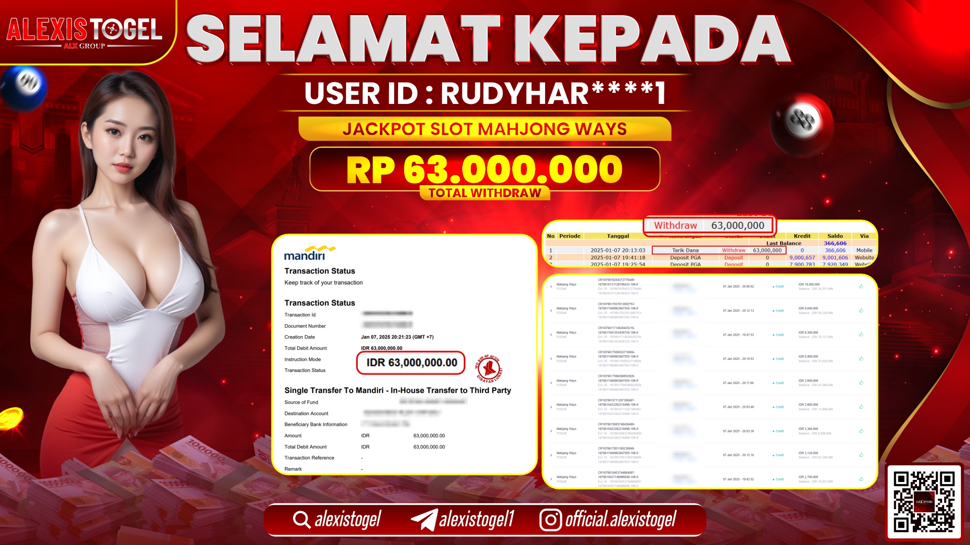 ALEXISTOGEL di SLOT MAHJONG WAYS RP.63.000.000 LUNAS
