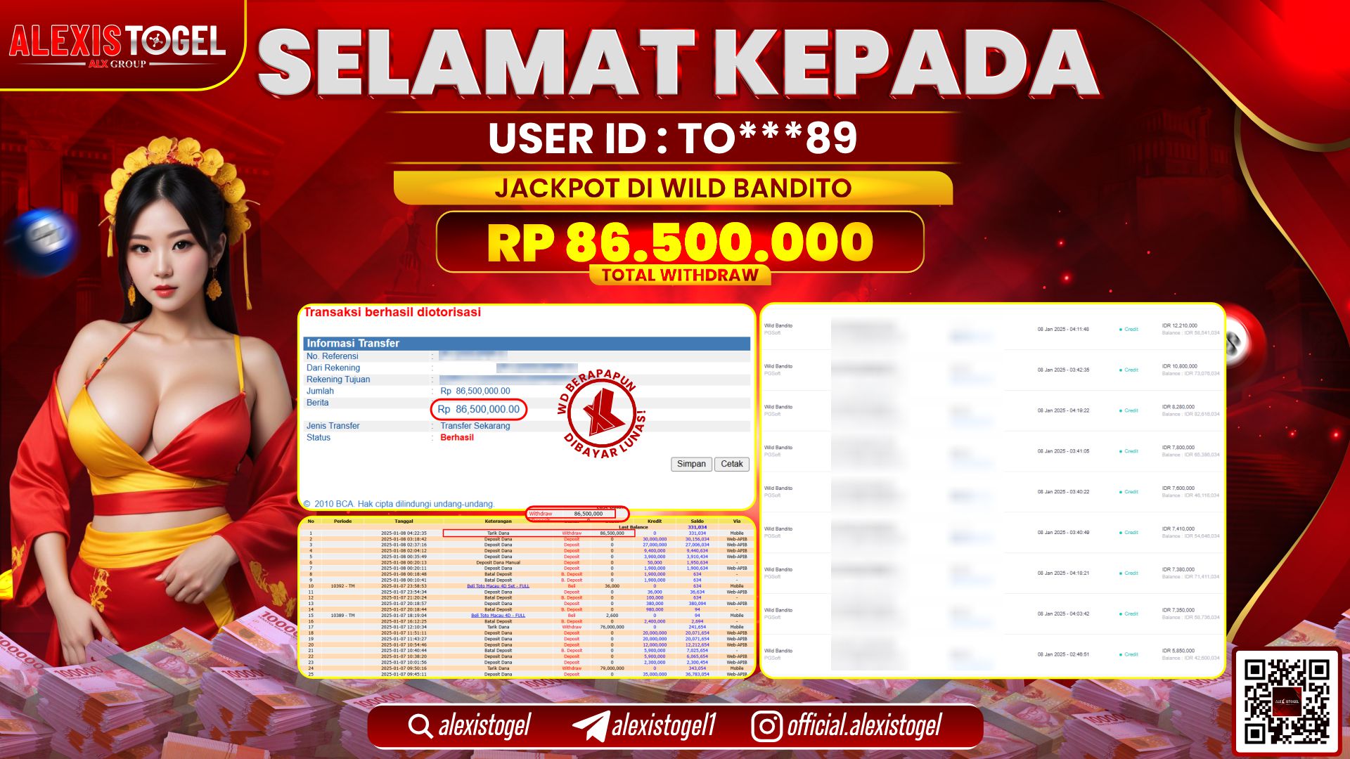 ALEXISTOGEL di SLOT WILD BANDITO RP.86.500.000 LUNAS