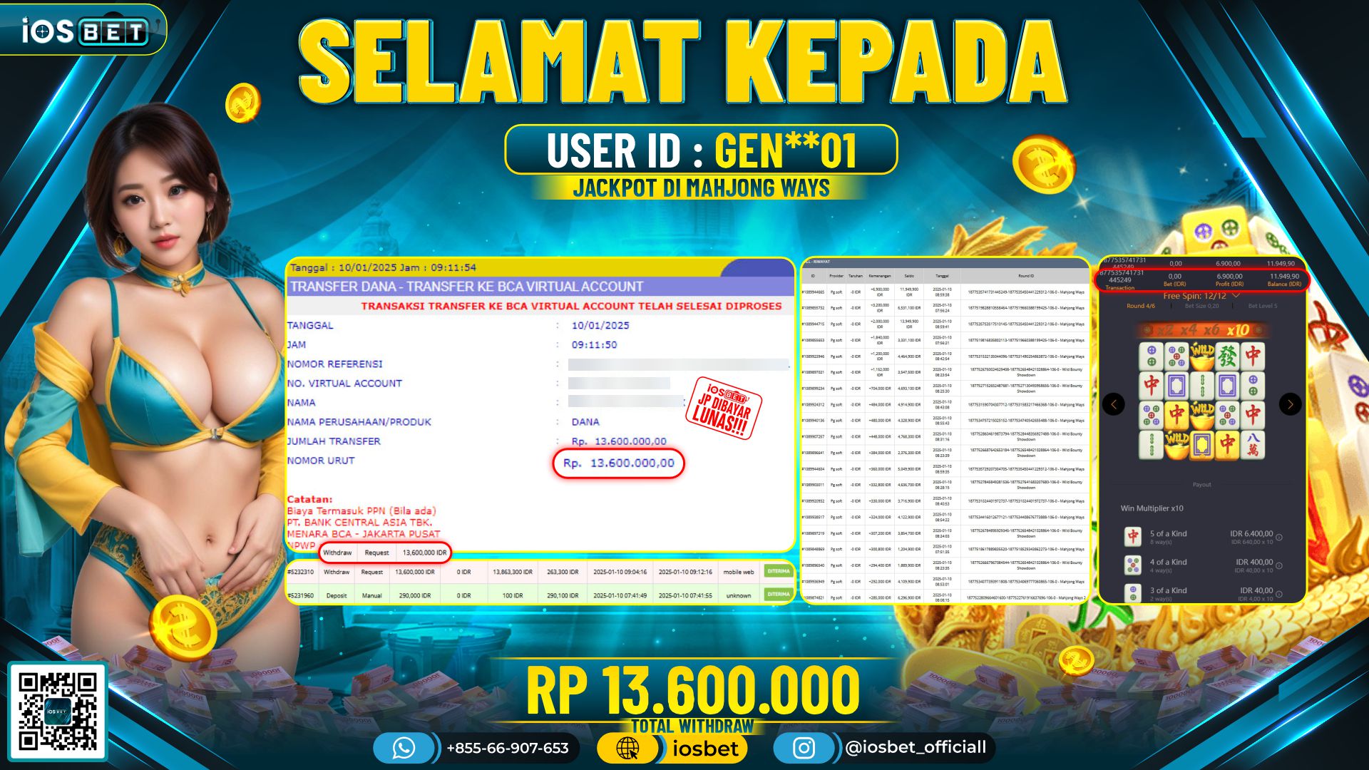 Bukti Pembayaran LUNAS SLOT GAME GACOR  Rp.13.600.000