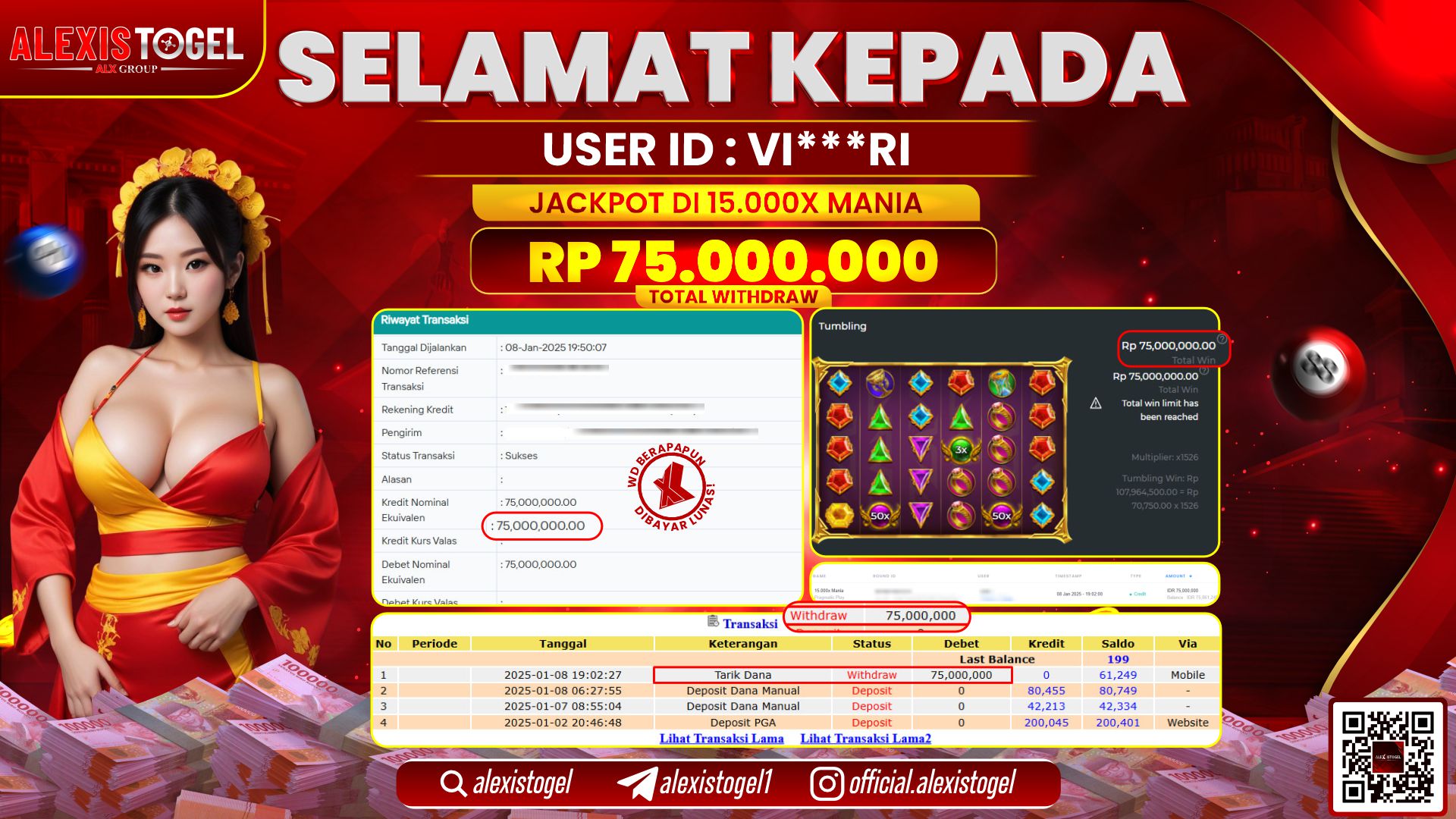 ALEXISTOGEL di 15.000x MANIA RP.75.000.000 LUNAS