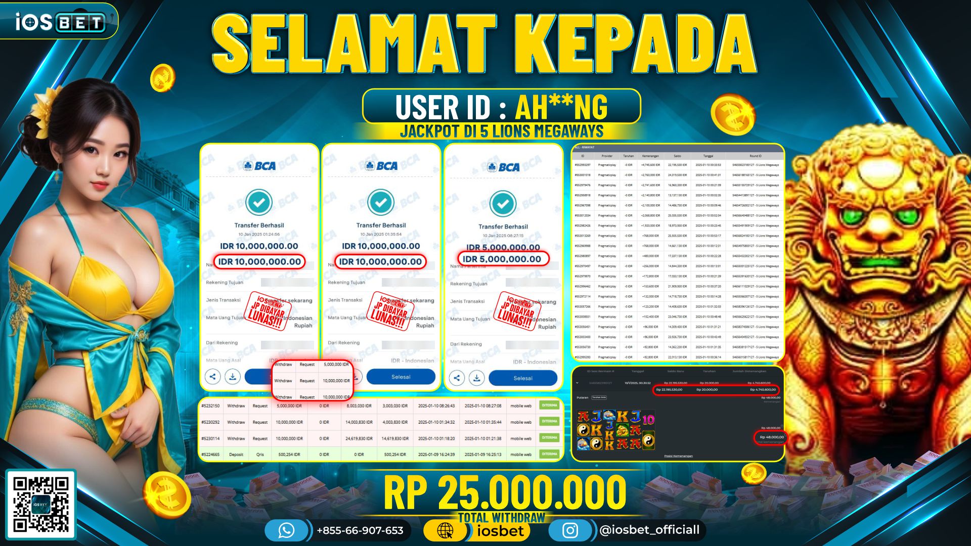 Bukti Pembayaran LUNAS SLOT GAME GACOR  Rp.25.000.000