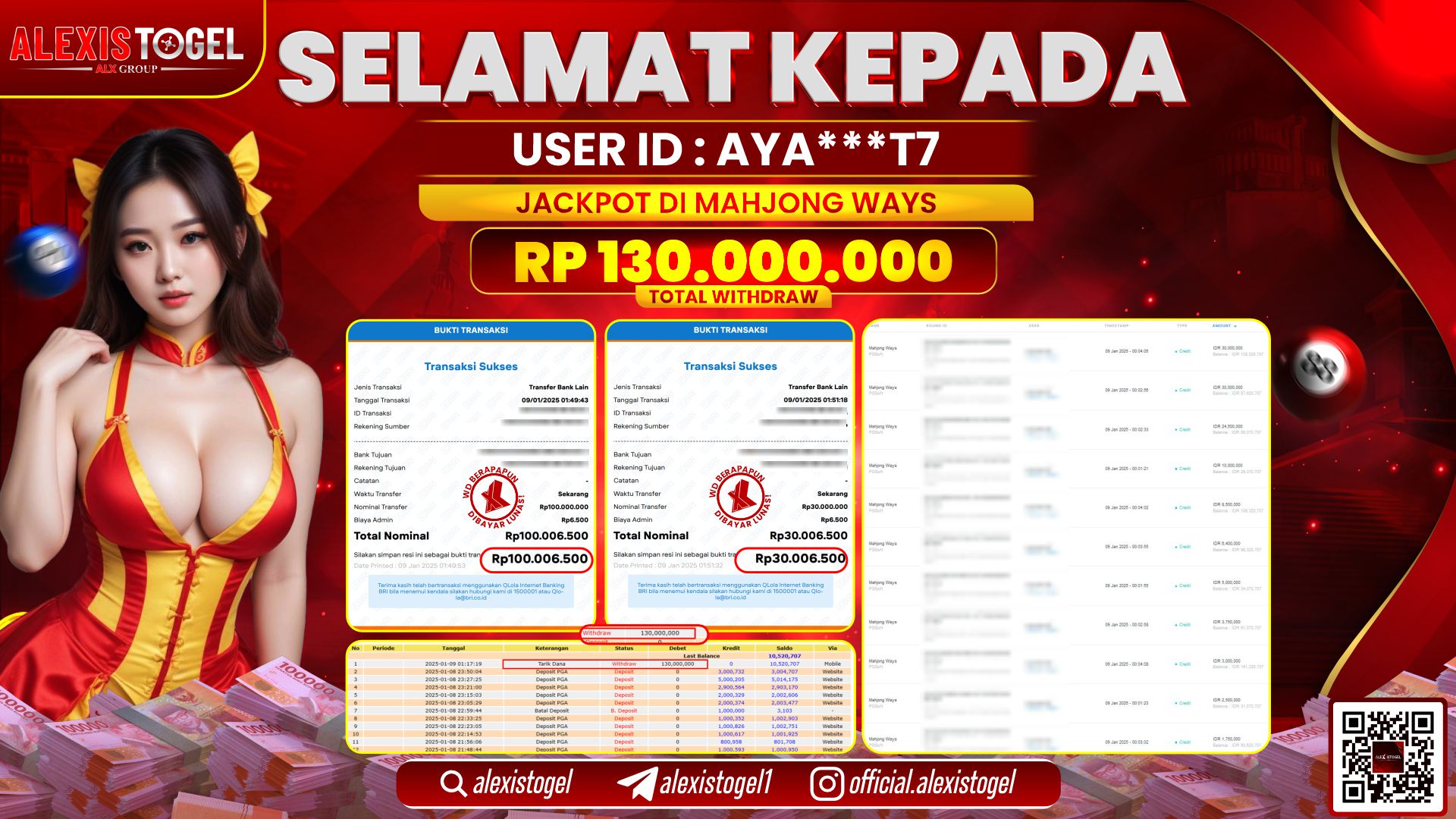 ALEXISTOGEL di SLOT MAHJONG WAYS RP.130.000.000 LUNAS