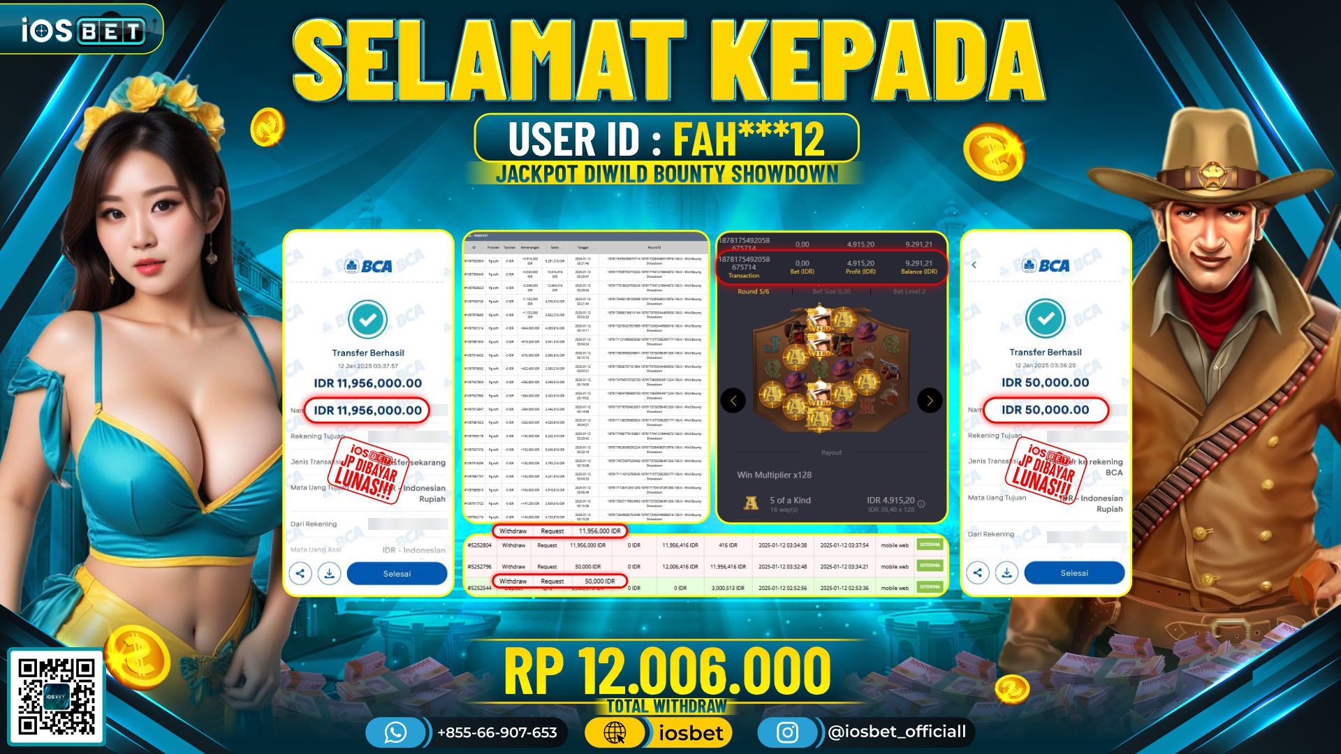 Bukti Pembayaran LUNAS SLOT GAME GACOR  Rp.12.006.000