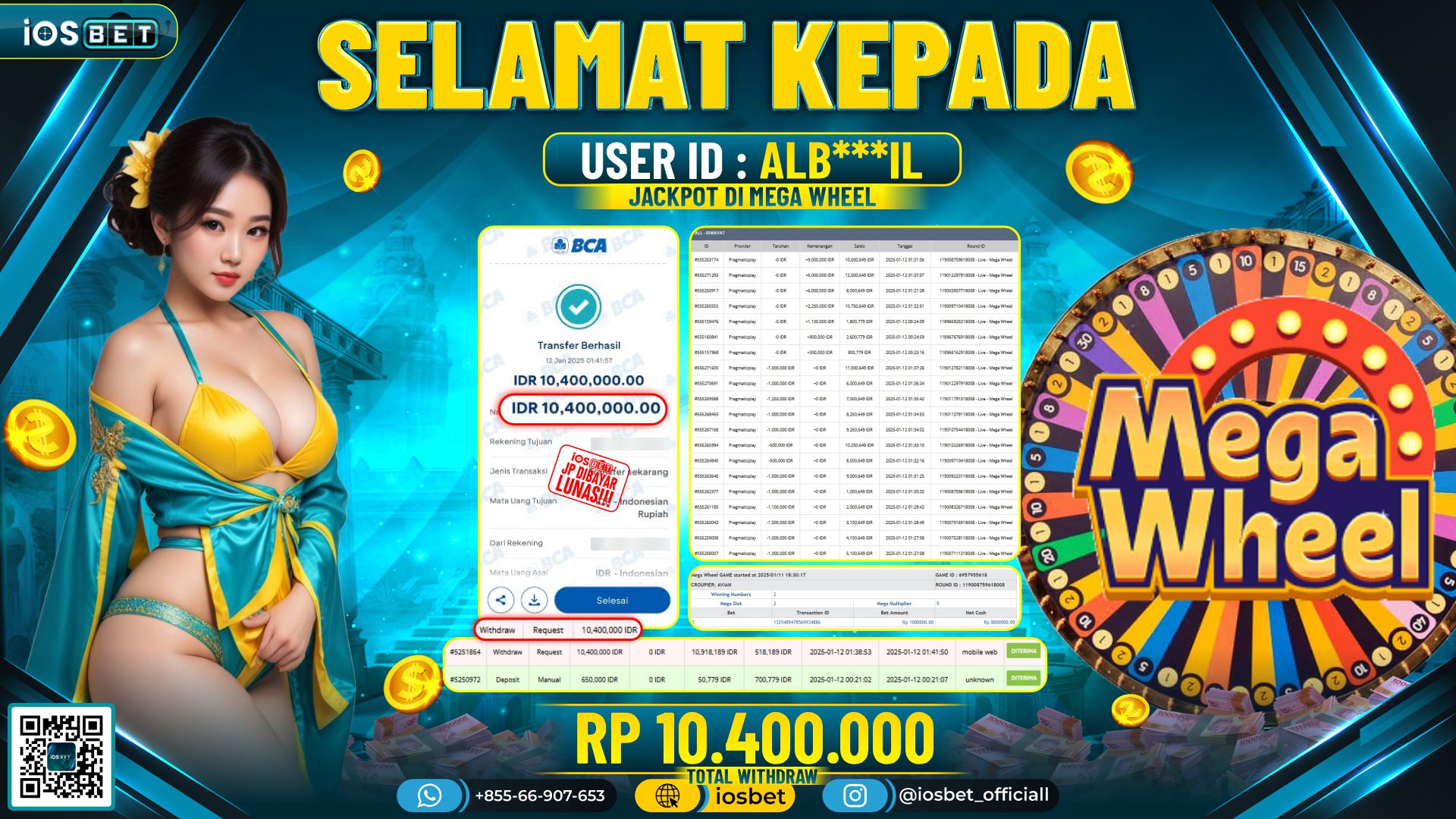 Bukti Pembayaran LUNAS SLOT GAME GACOR  Rp.10.400.000