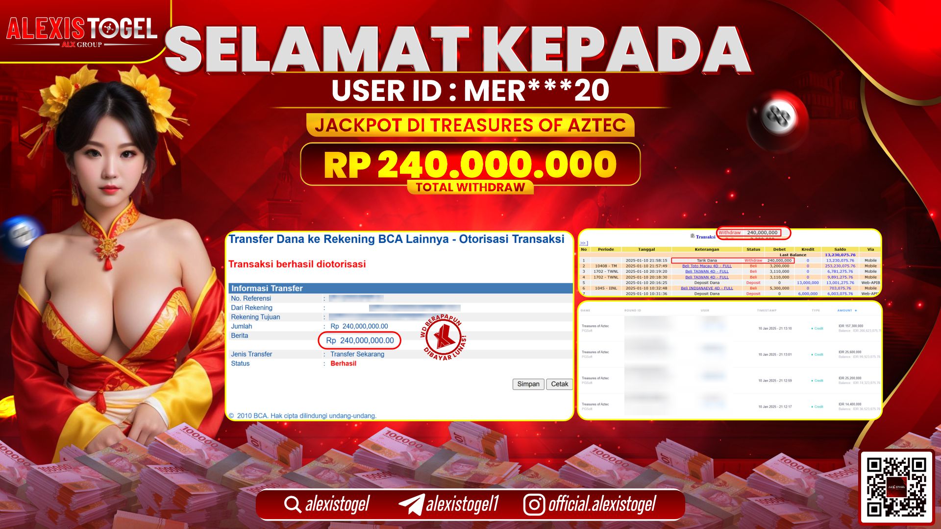 ALEXISTOGEL di SLOT TREASURE AZTEC RP.240.000.000 LUNAS