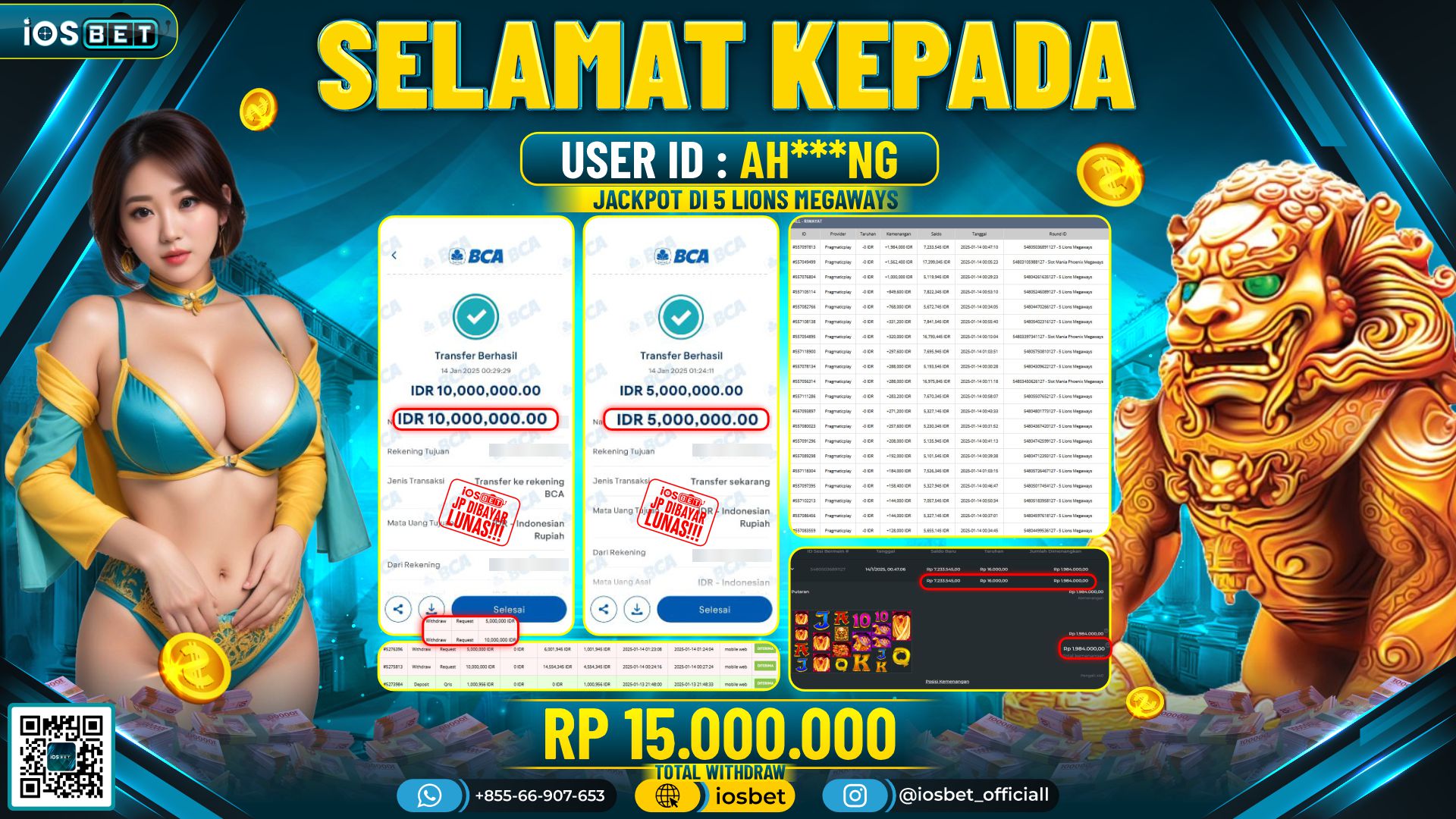 Bukti Pembayaran LUNAS SLOT GAME GACOR  Rp.15.000.000