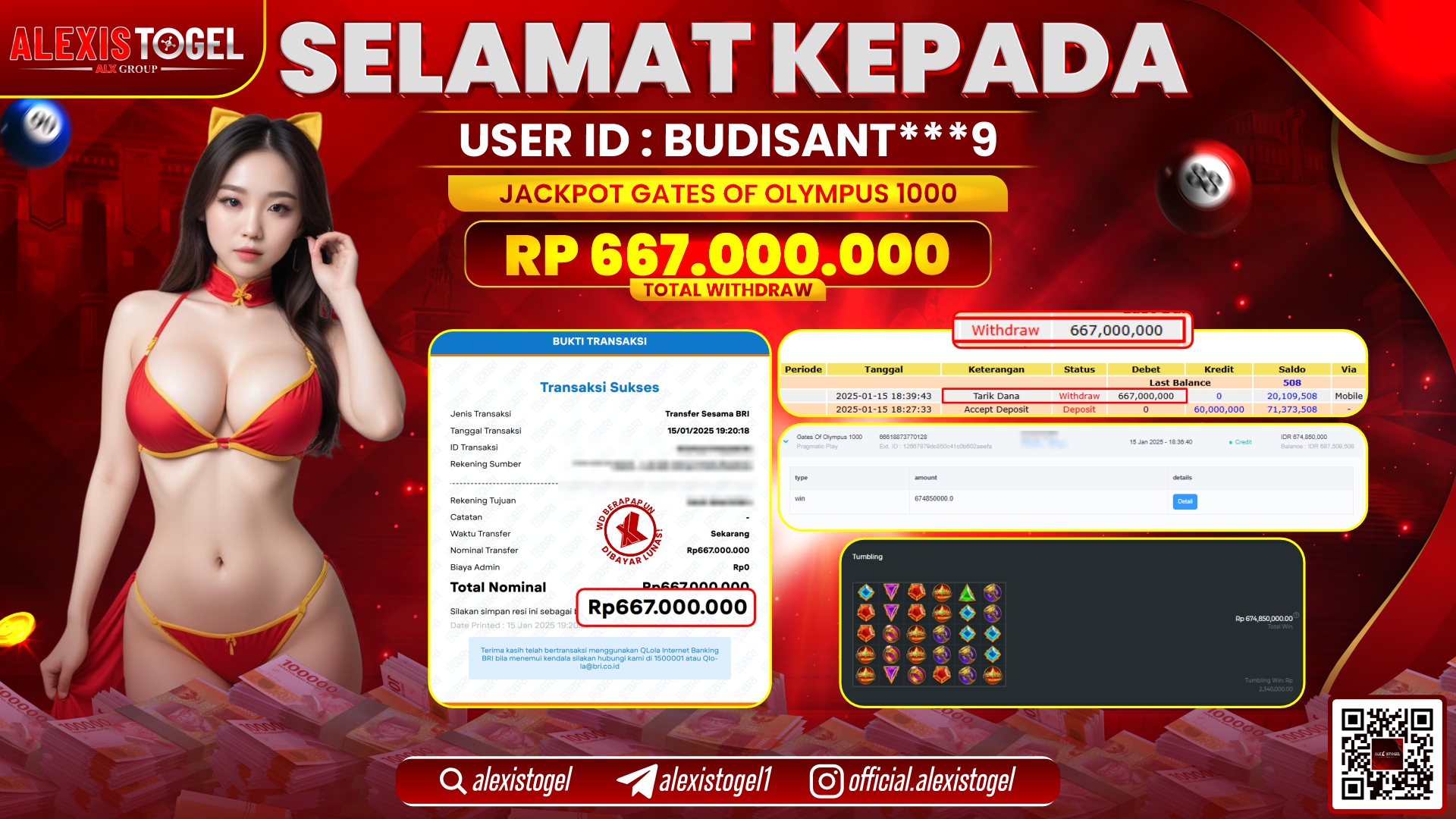 ALEXISTOGEL di SLOT GATES OF OLYMPUS RP.667.000.000 LUNAS