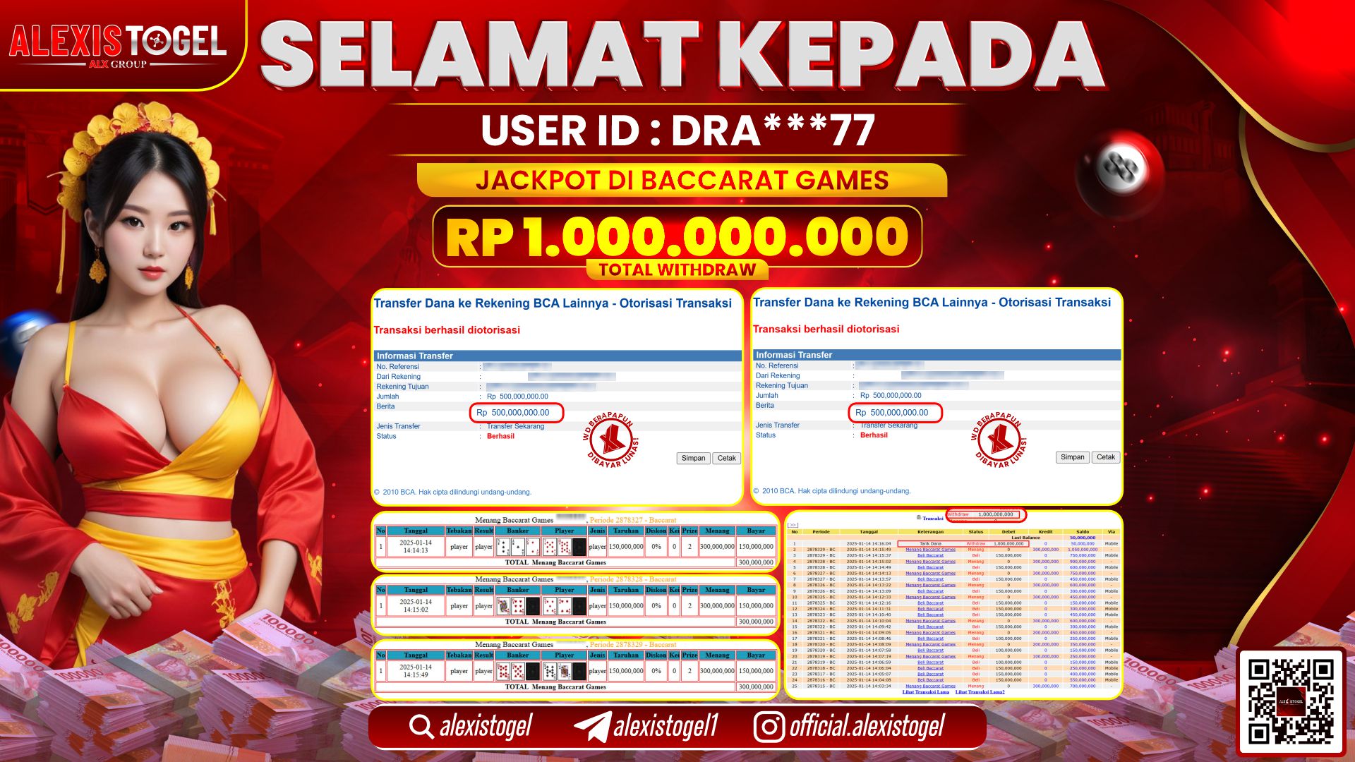 ALEXISTOGEL di LIVE CASINO BACCARAT RP.1.000.000.000 LUNAS