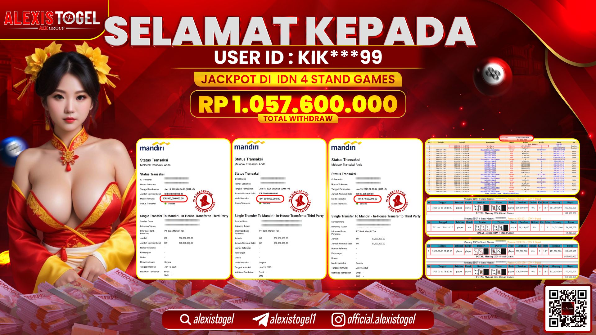 ALEXISTOGEL di IDN 4 STAND GAMES RP.1.057.600.000 LUNAS
