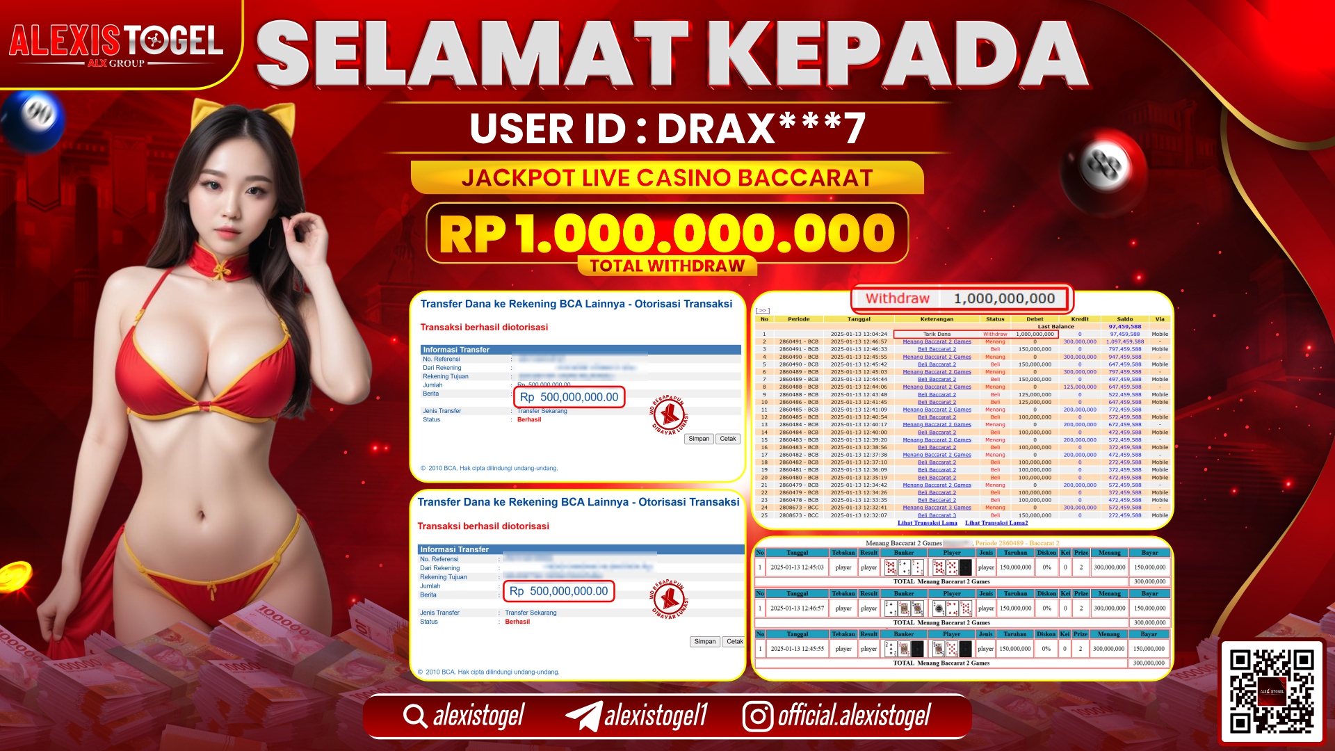 ALEXISTOGEL di LIVE CASINO BACCARAT RP.1.000.000.000 LUNAS