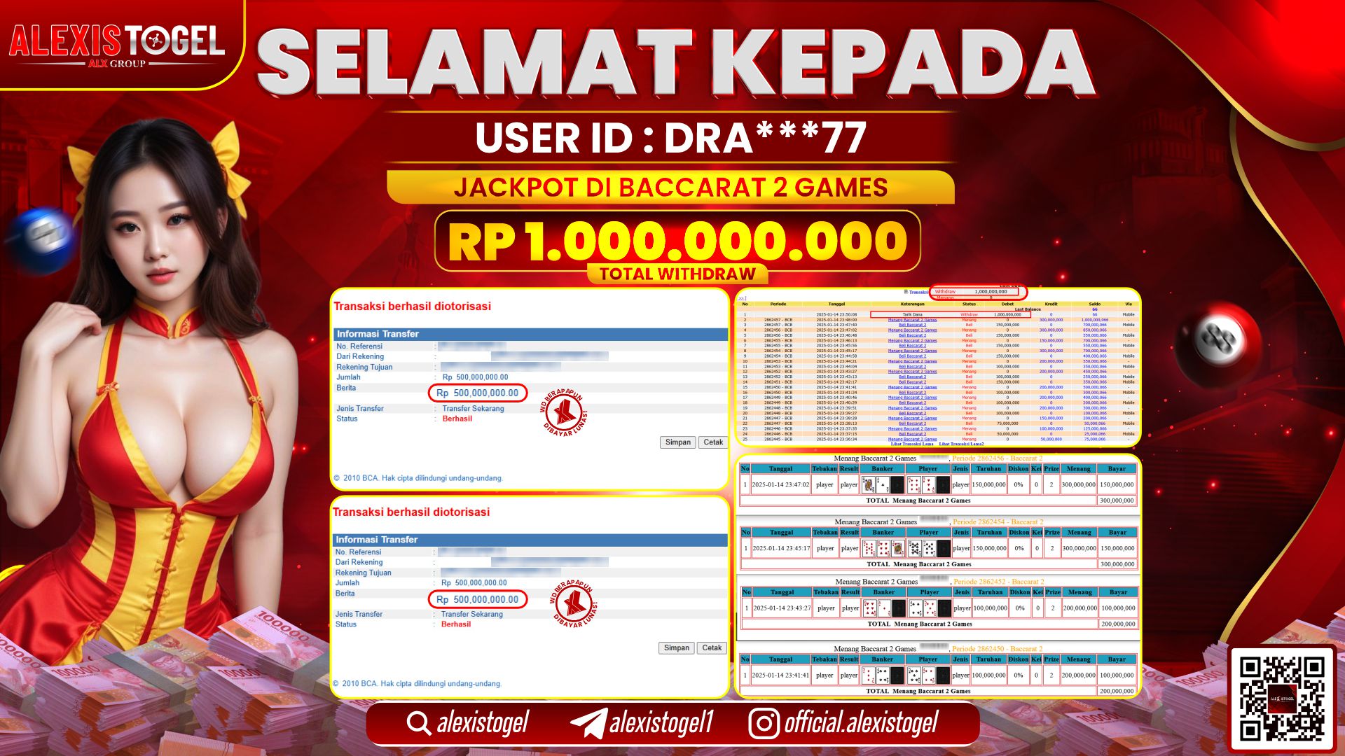 ALEXISTOGEL di CASINO BACCARAT GAMES RP.1.000.000.000 LUNAS