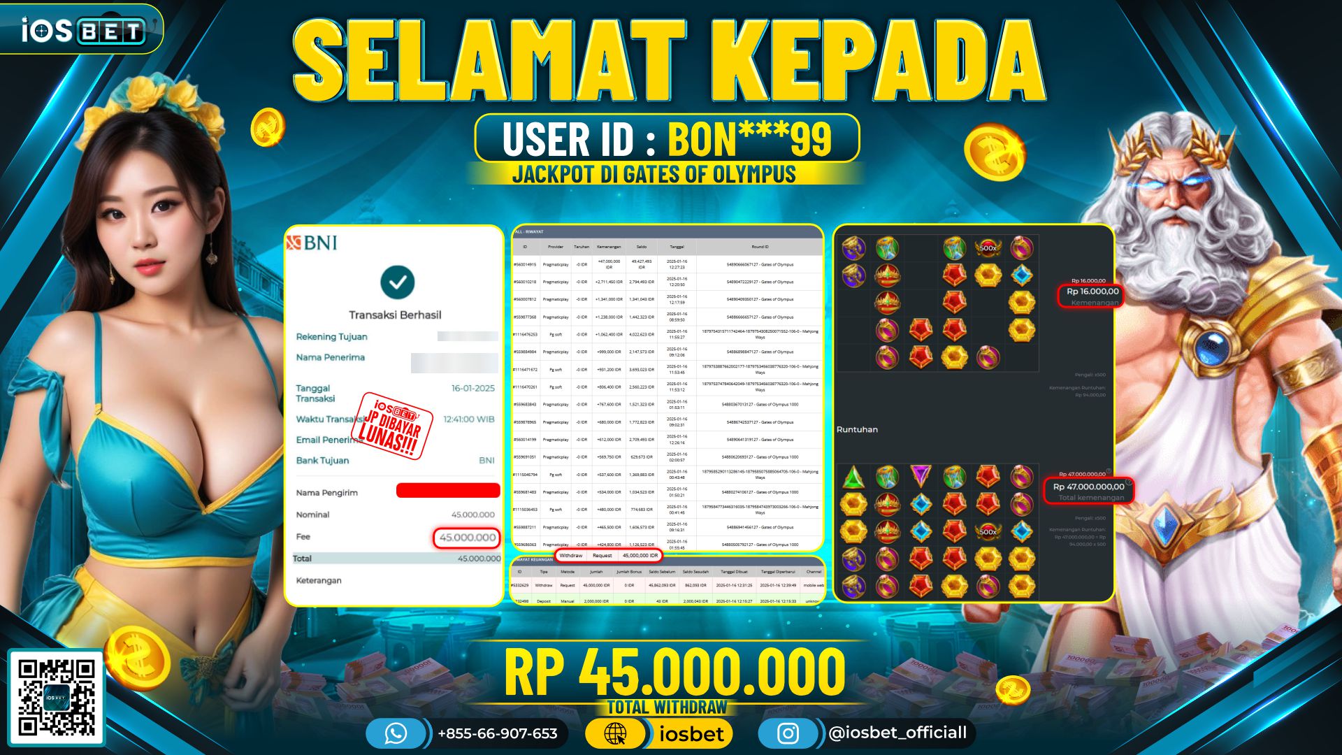 Bukti Pembayaran LUNAS SLOT GAME GACOR  Rp.45.000.000
