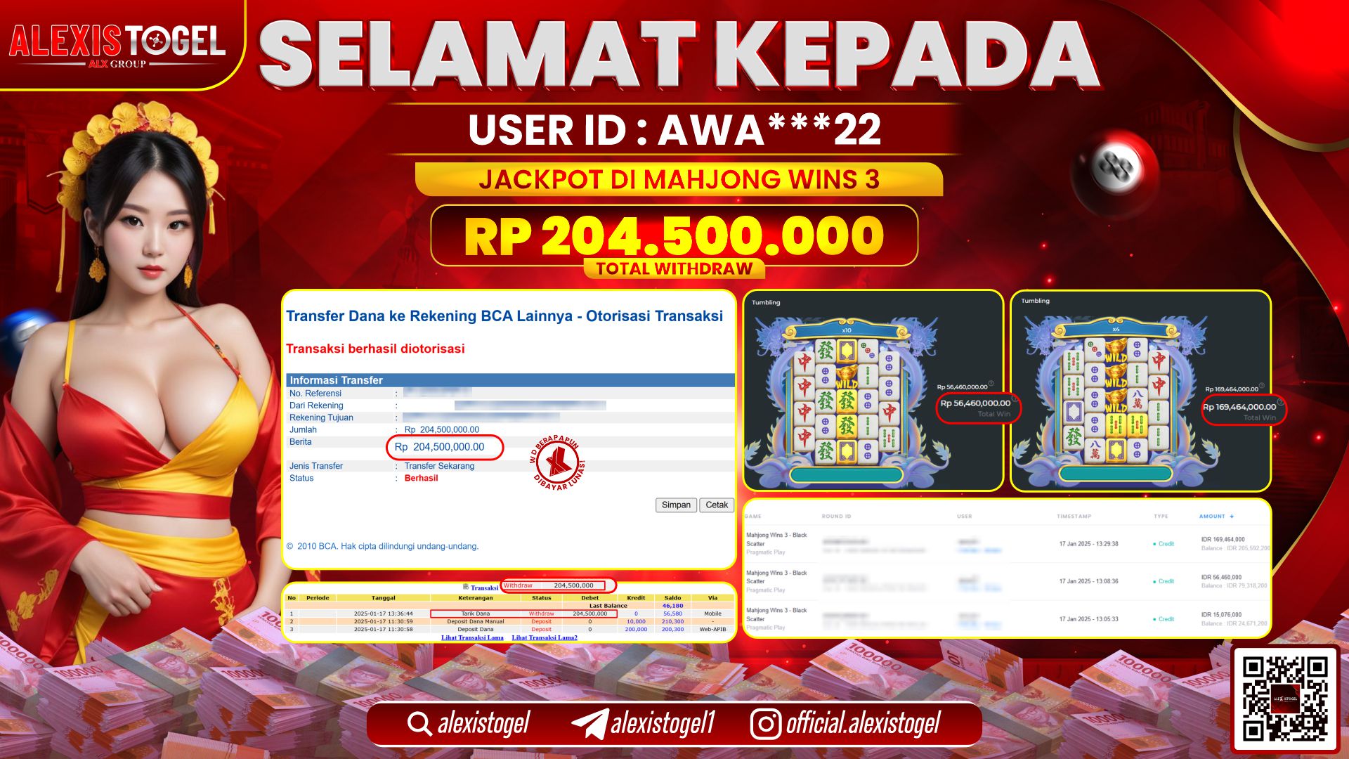 ALEXISTOGEL di SLOT MAHJONG WINS 3 RP.204.000.000 LUNAS