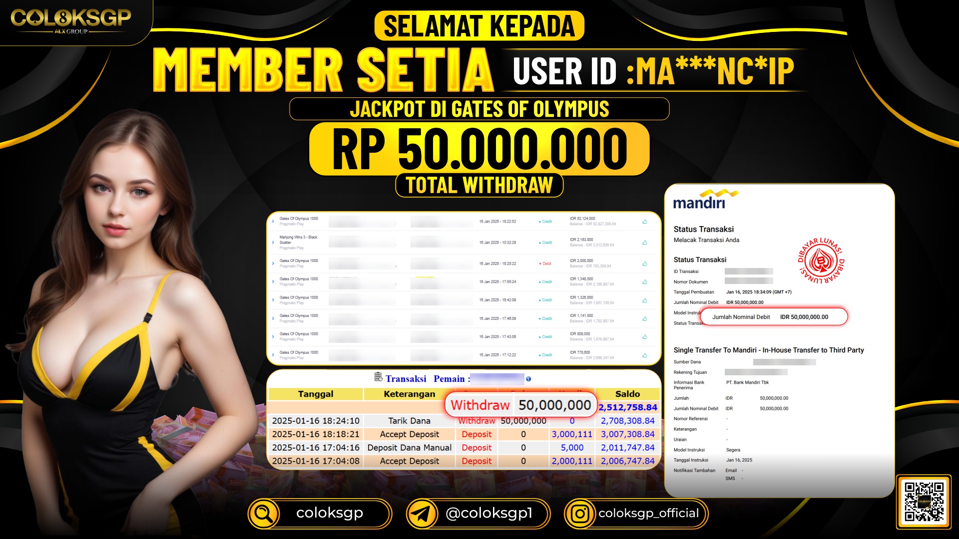 COLOKSGP JACKPOT SLOT GAMES RP 50.000.000 LUNAS