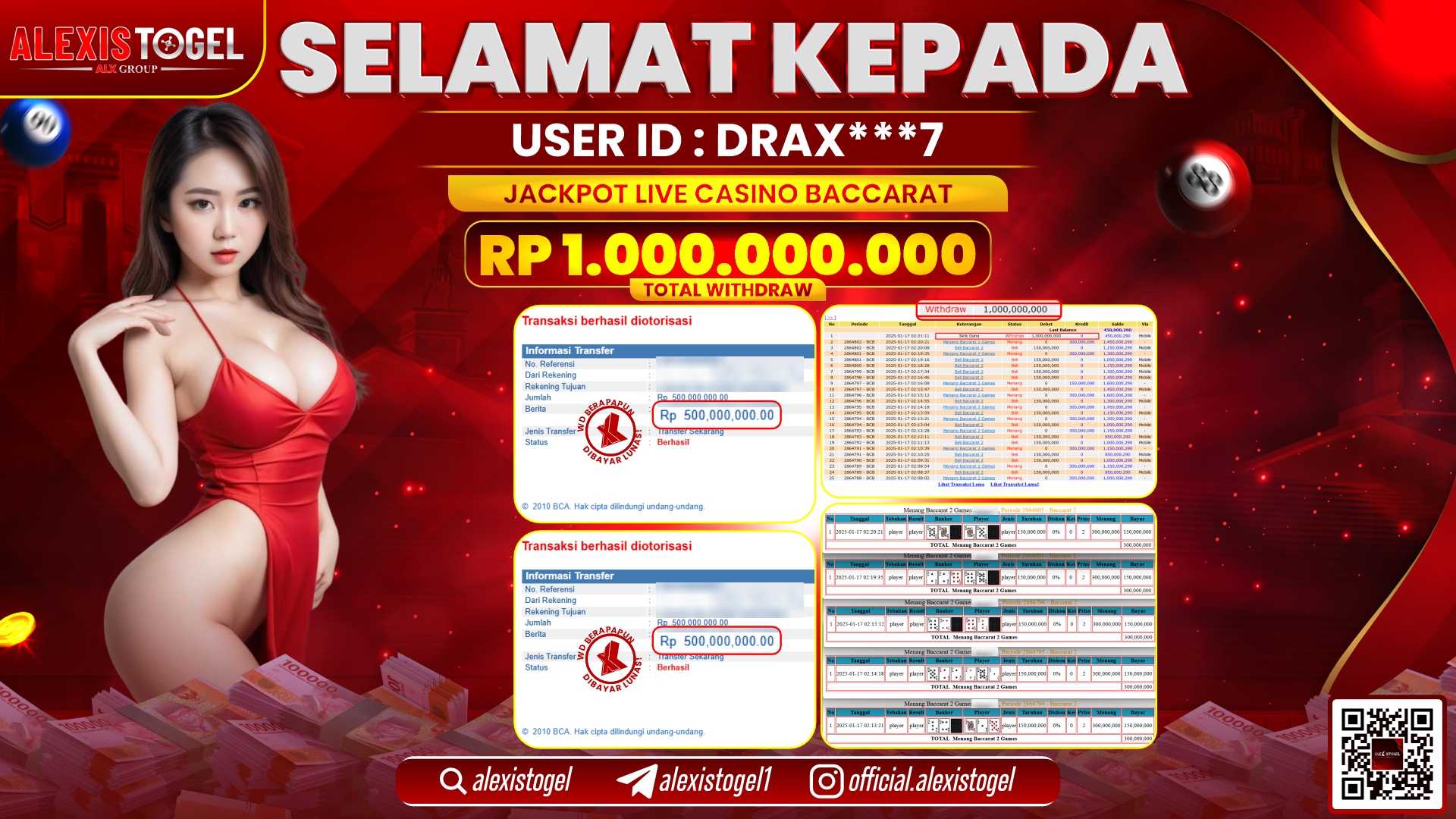 ALEXISTOGEL di LIVE CASINO BACCARAT RP.1.000.000.000 LUNAS