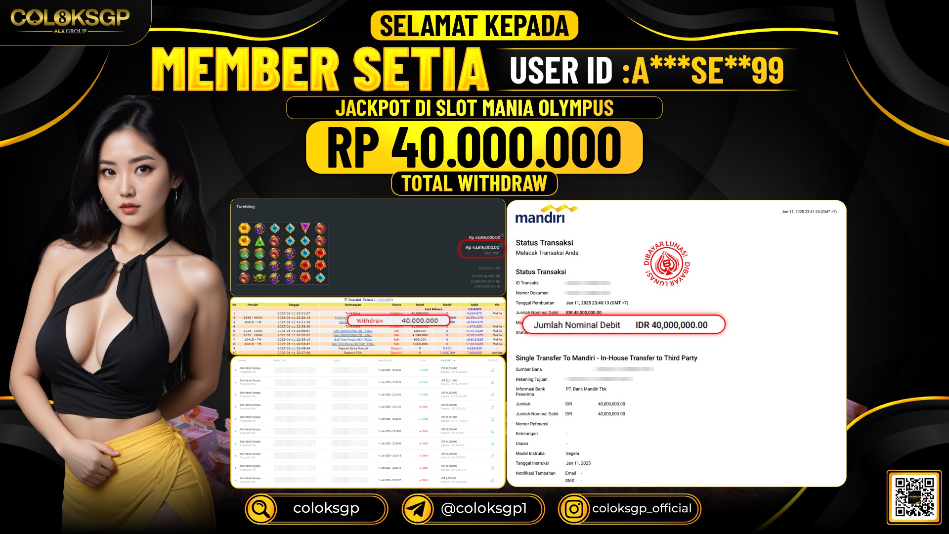 COLOKSGP JACKPOT SLOT GAMES RP 40.000.000 LUNAS