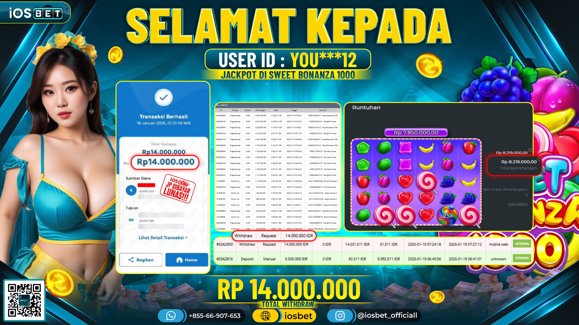 Bukti Pembayaran LUNAS SLOT GAME GACOR  Rp.14.000.000