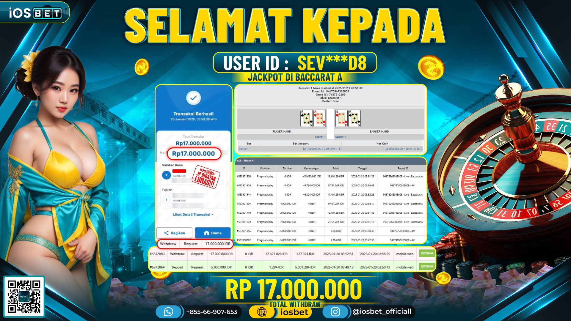 Bukti Pembayaran LUNAS  LIVE CASINO Rp.17.000.000