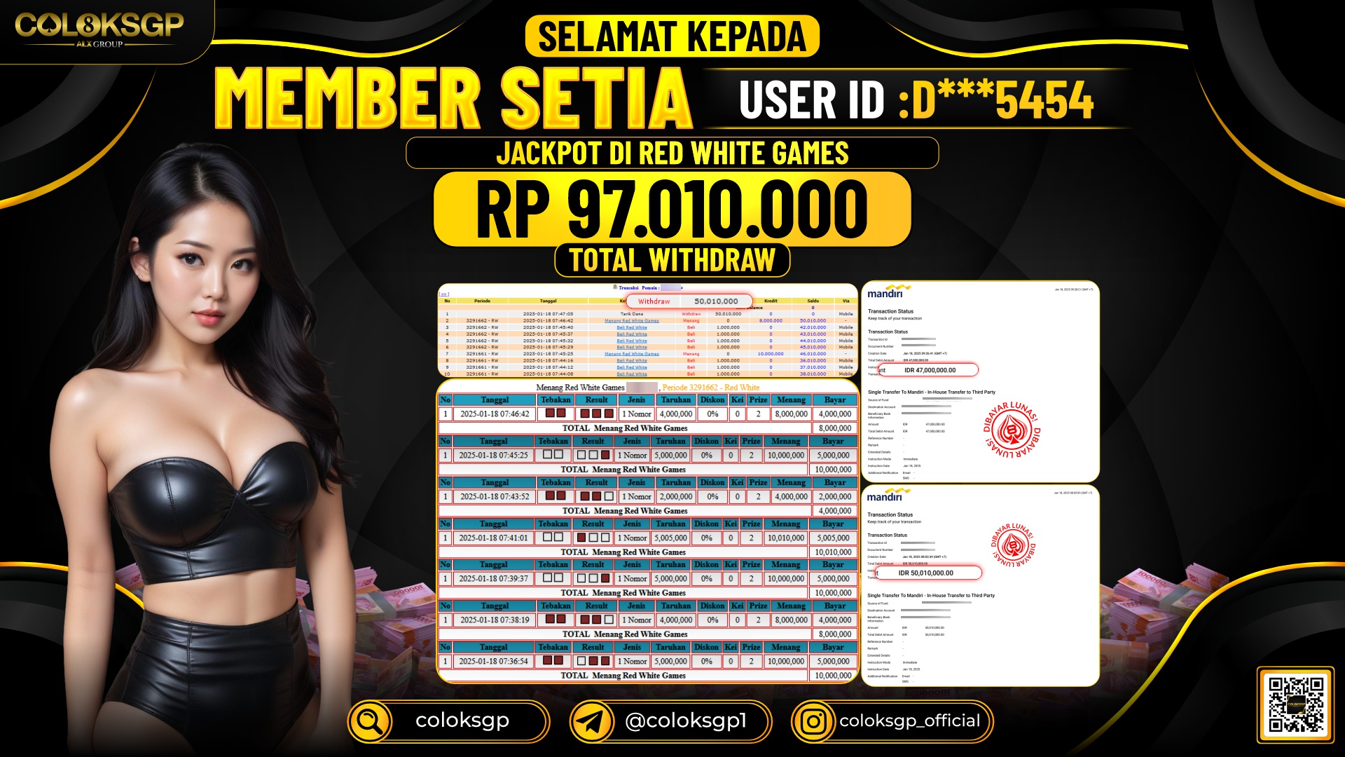 COLOKSGP JACKPOT LIVE CASINO RP 97.010.000 LUNAS