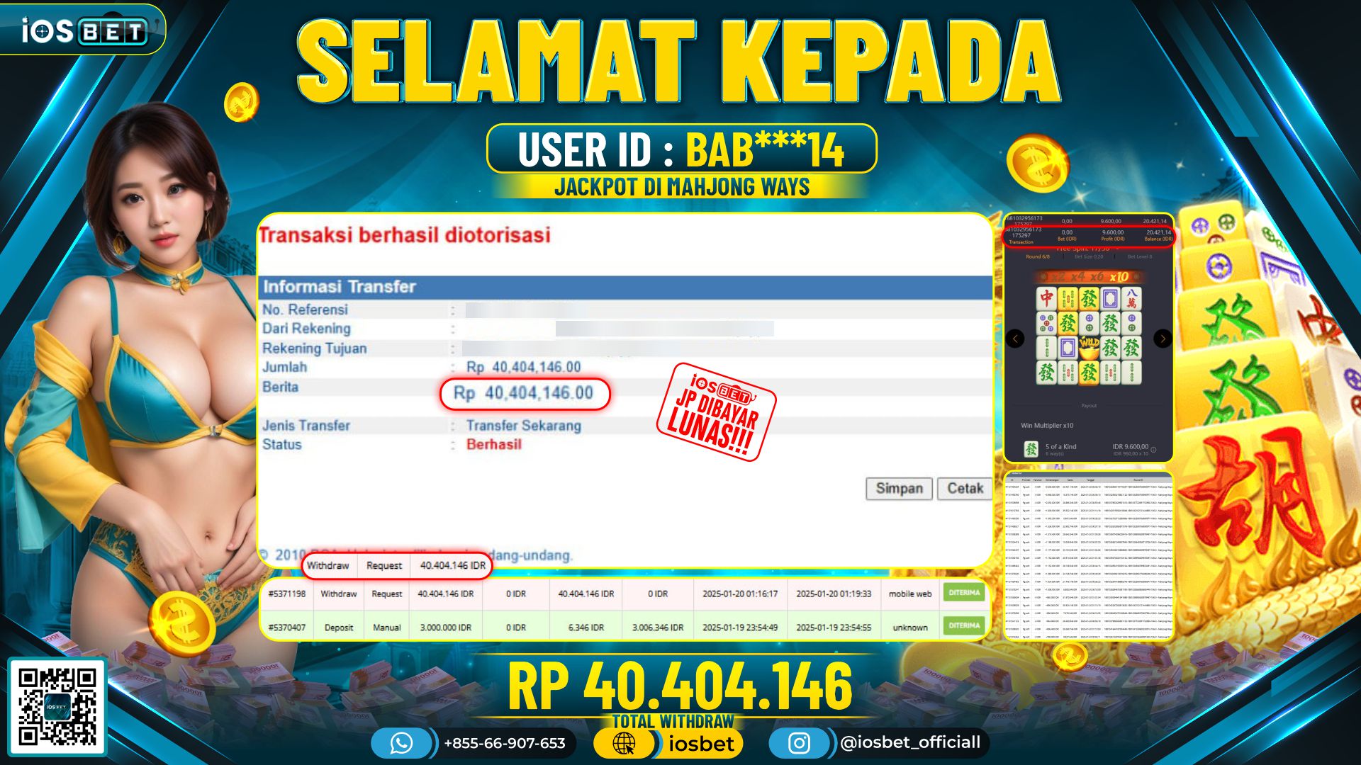 Bukti Pembayaran LUNAS SLOT GAME GACOR  Rp.40.404.146
