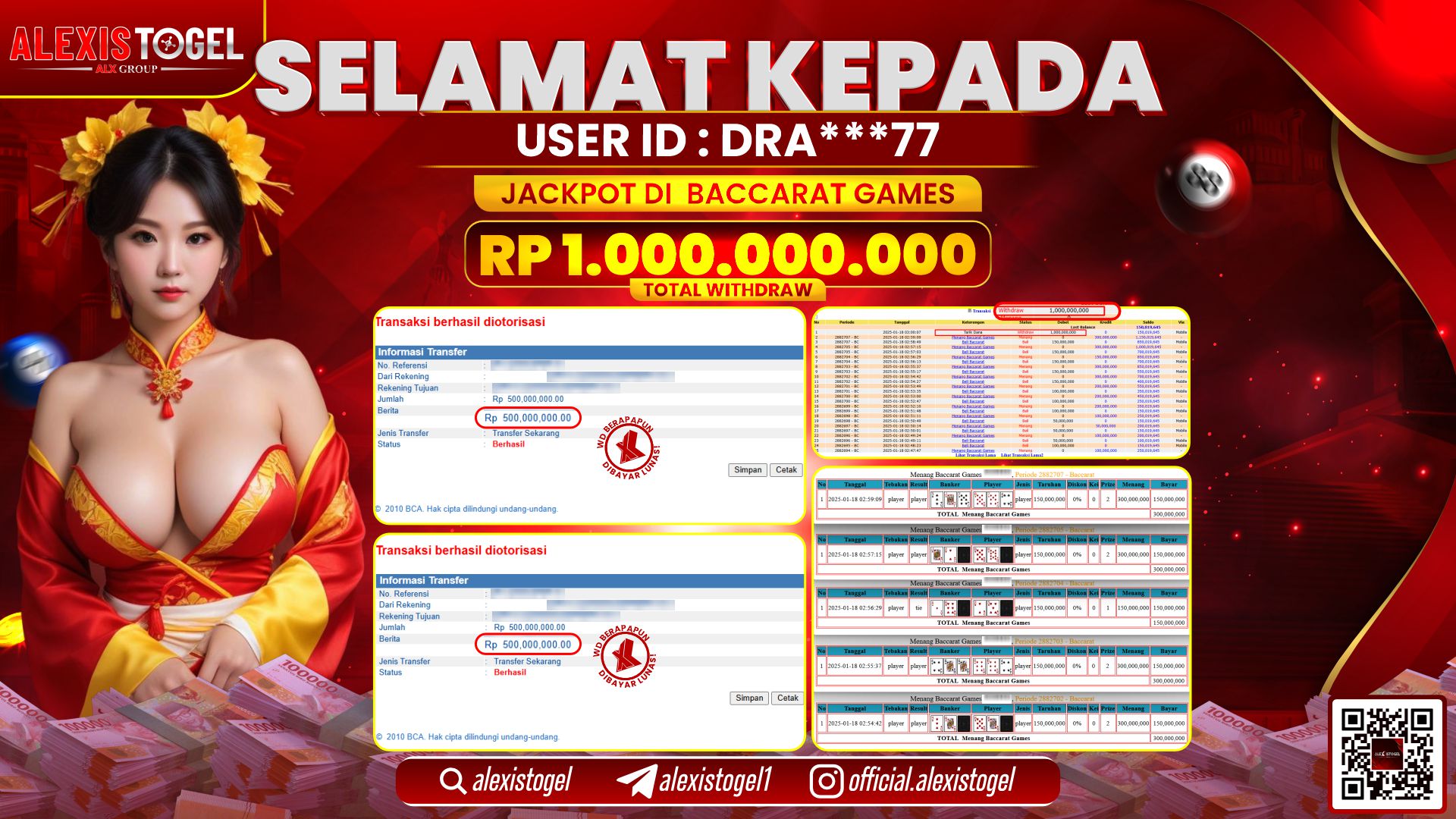 ALEXISTOGEL di BACCARAT GAMES RP.1.000.000.000 LUNAS