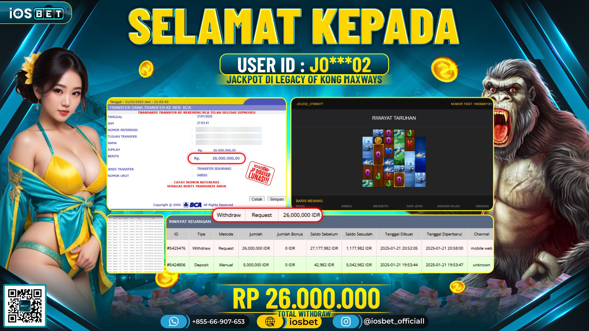 Bukti Pembayaran LUNAS SLOT GAME GACOR  Rp.26.000.000