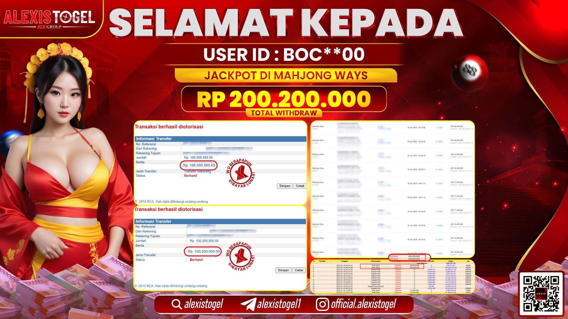 ALEXISTOGEL di SLOT MAHJONG WAYS RP.200.200.000 LUNAS