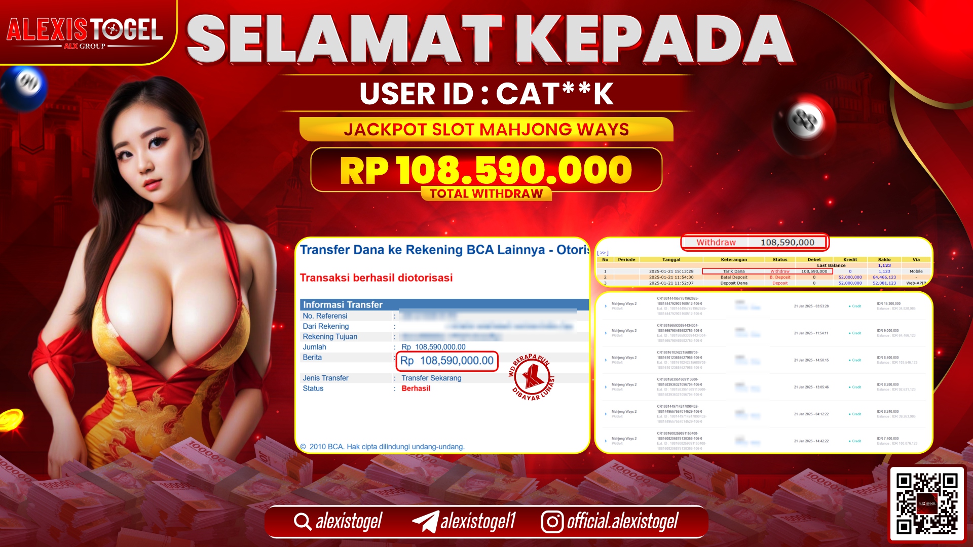 ALEXISTOGEL di SLOT MAHJONG WAYS RP.108.590.000 LUNAS