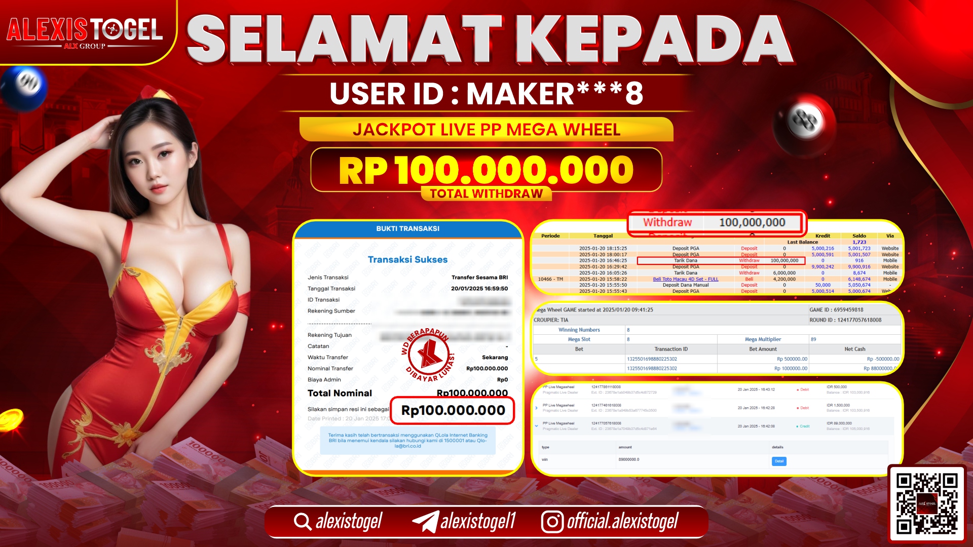 ALEXISTOGEL di LIVE PP MEGAWHEEL RP.100.000.000 LUNAS