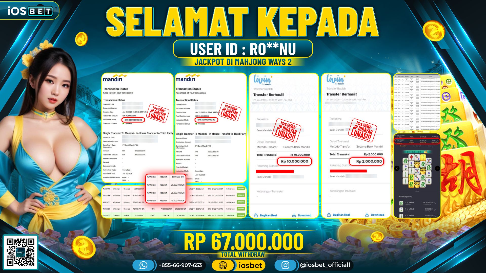 Bukti Pembayaran LUNAS SLOT GAME GACOR Rp.67.000.000