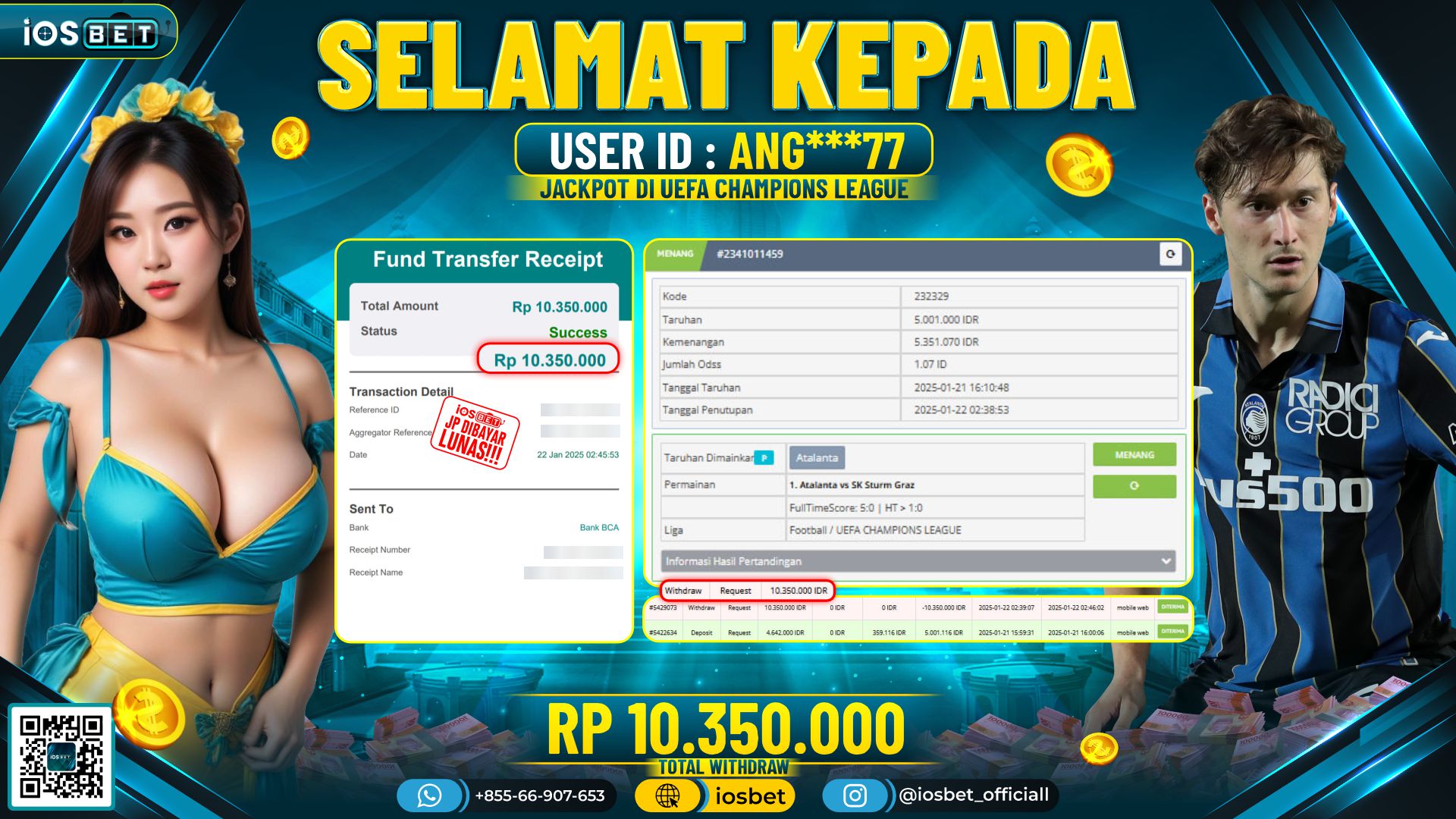 Bukti Pembayaran LUNAS DI PERMAINAN SPORT <PARLAY>  Rp.10.350.000