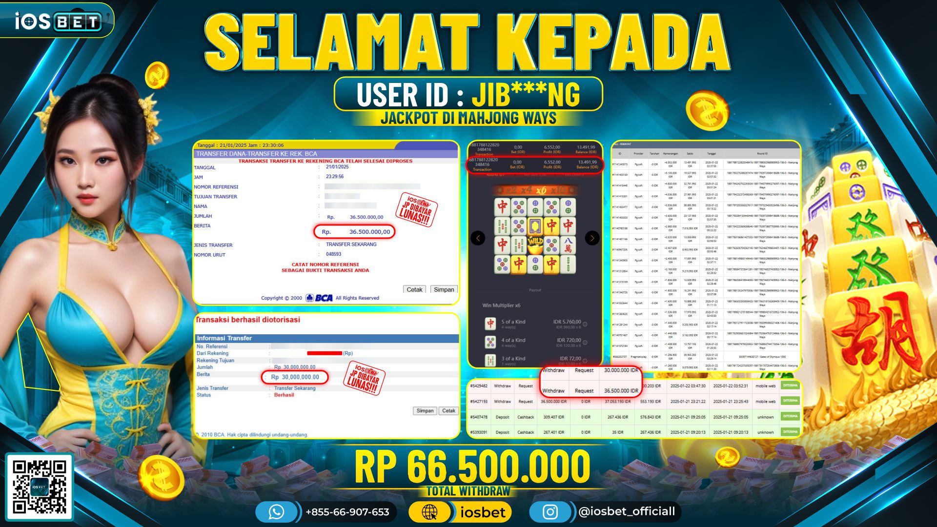 Bukti Pembayaran LUNAS SLOT GAME GACOR Rp.66.500.000