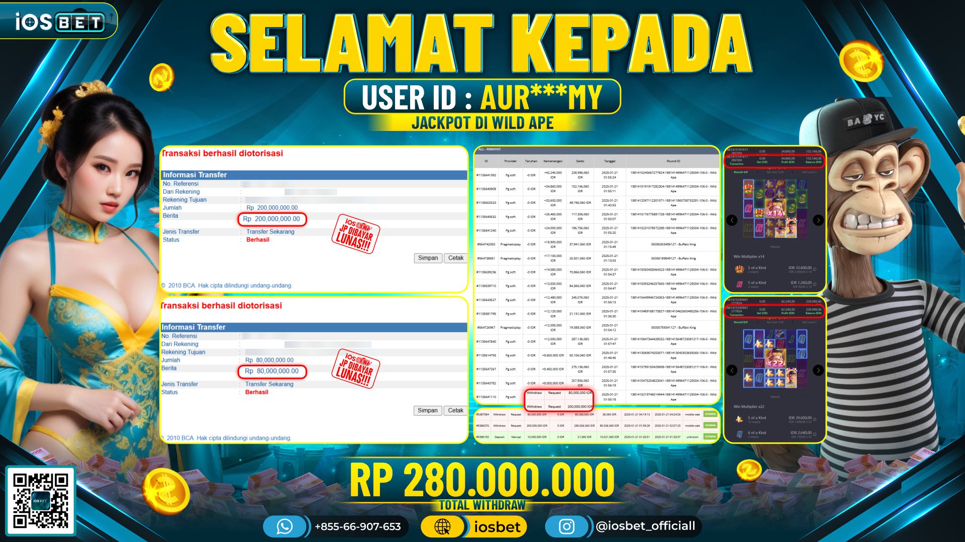 Bukti Pembayaran LUNAS SLOT GAME GACOR  Rp.280.000.000