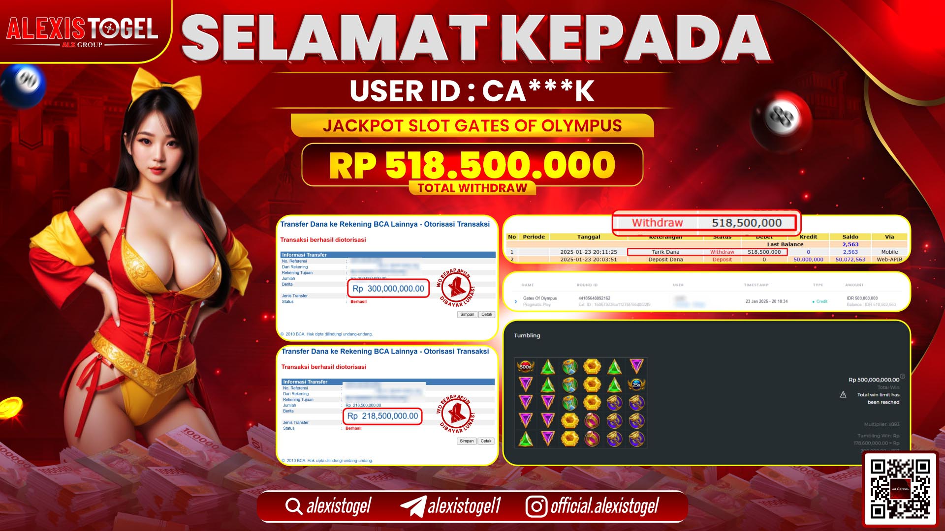 ALEXISTOGEL di SLOT GATES OF OLYMPUS RP.518.500.000 LUNAS